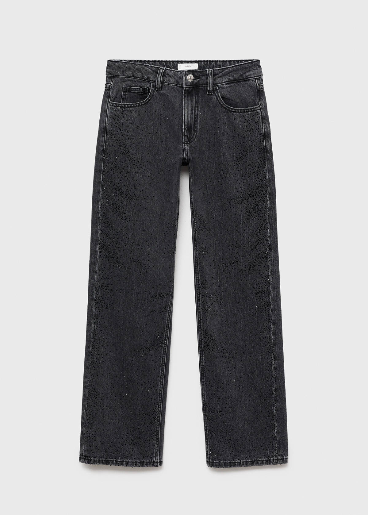 Straight-fit jeans with rhinestones — Black denim