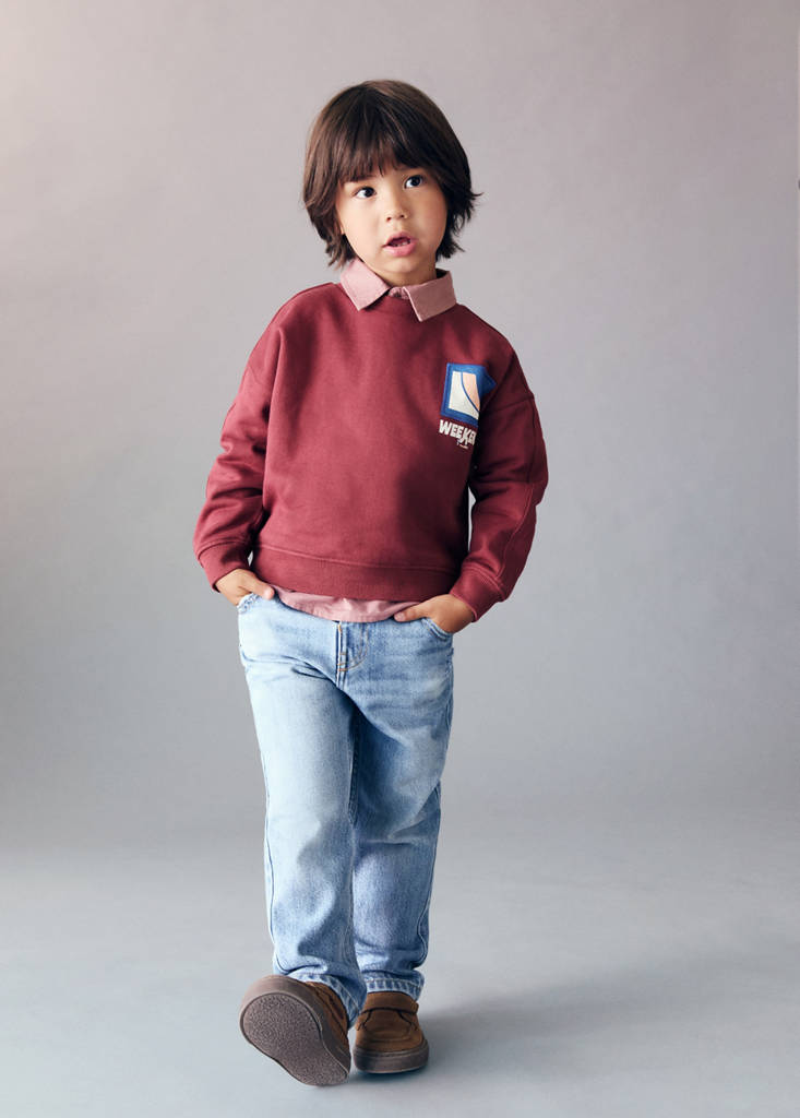 Straight cotton jeans — Medium Blue