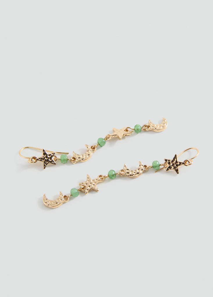 Moon pendant earrings — Gold