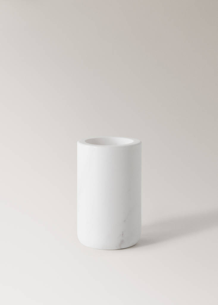 Plain marble bathroom tumbler — White