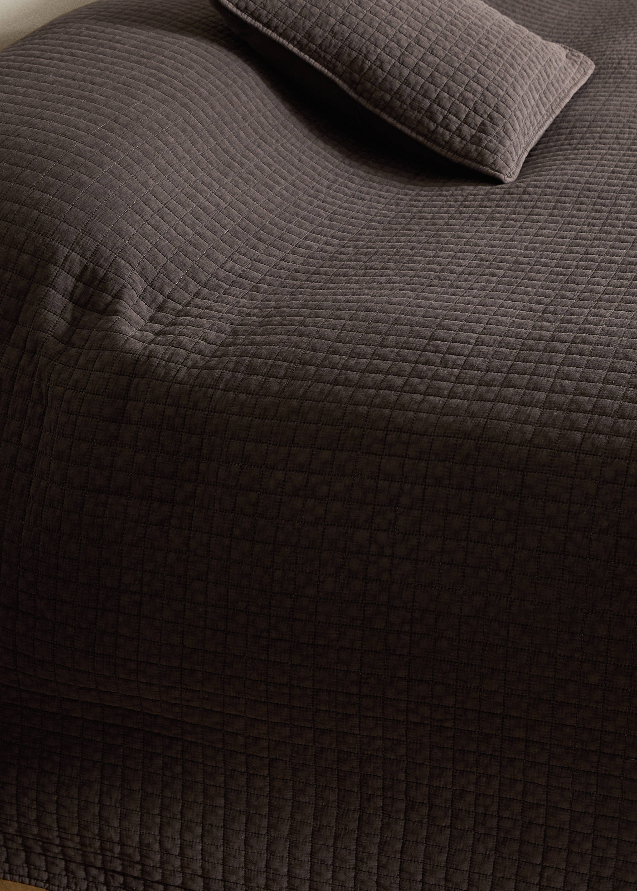 Cotton garment-dyed check bedspread for 180/200 cm bed - Details of the article 7