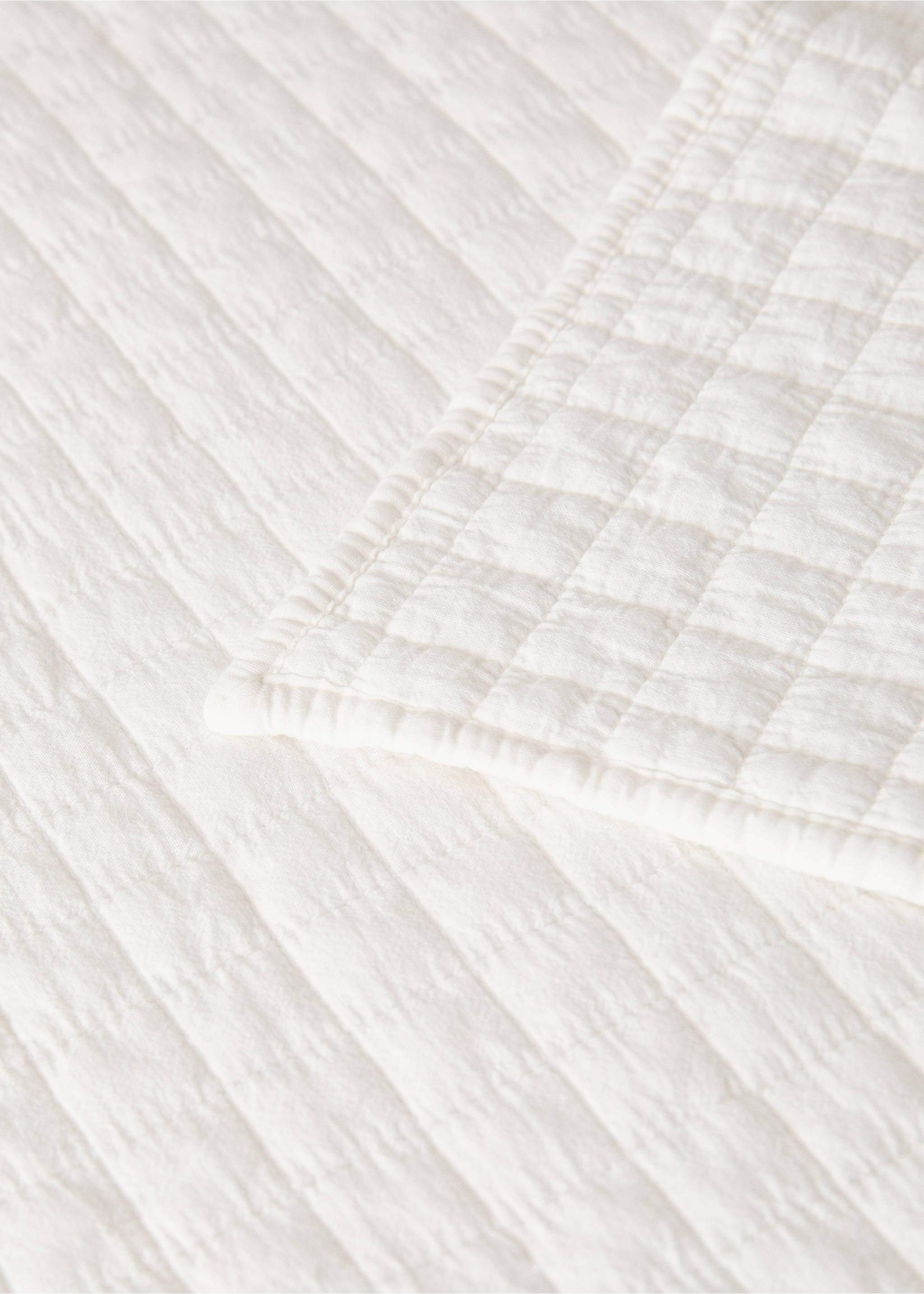 Karierte Baumwoll-Steppdecke, stückgefärbt, 90 cm Bett - Detail des Artikels 1, Ecru. Ref: 17093812-00.