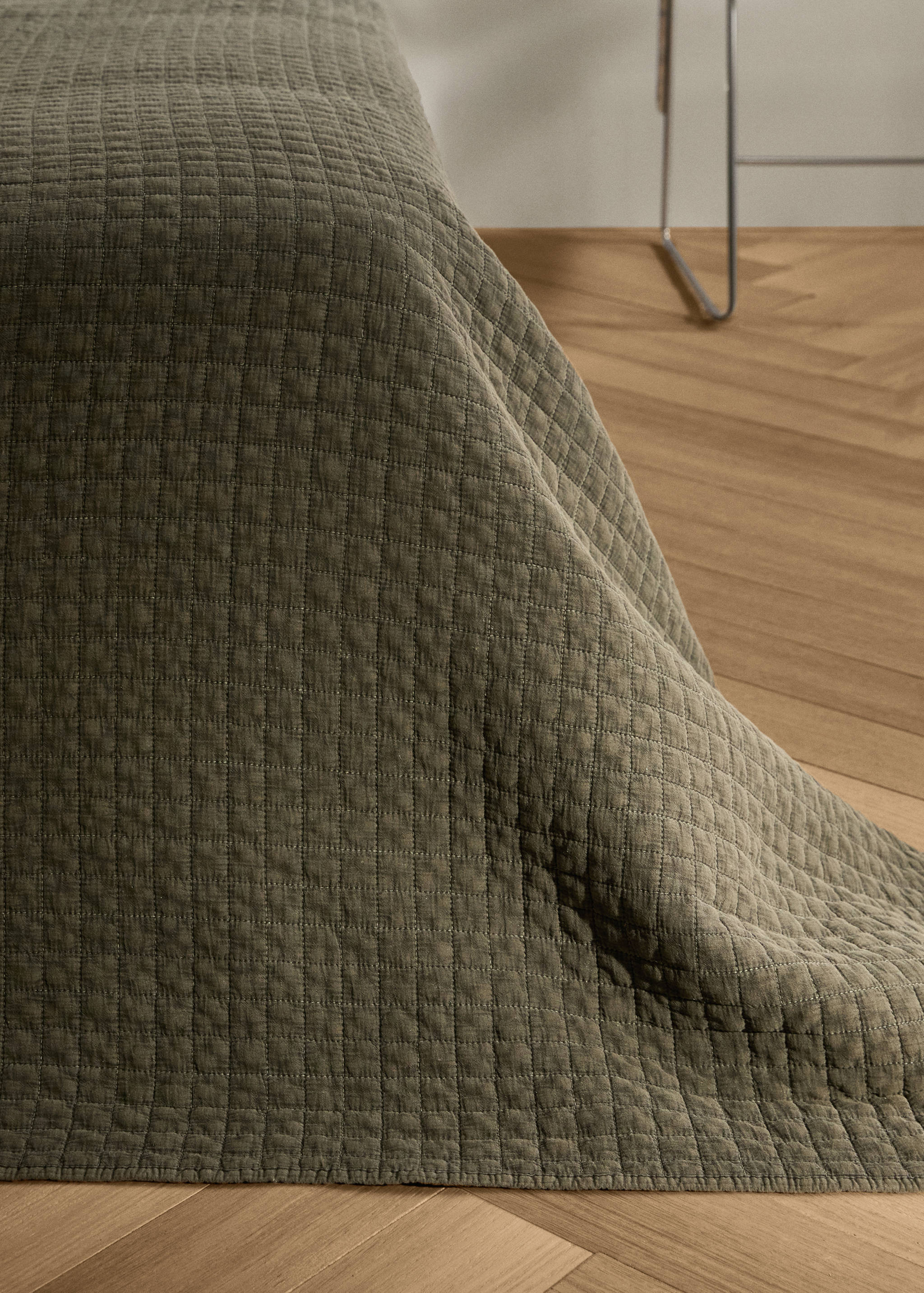 Cotton garment-dyed check bedspread for 90 cm bed - Details of the article 7