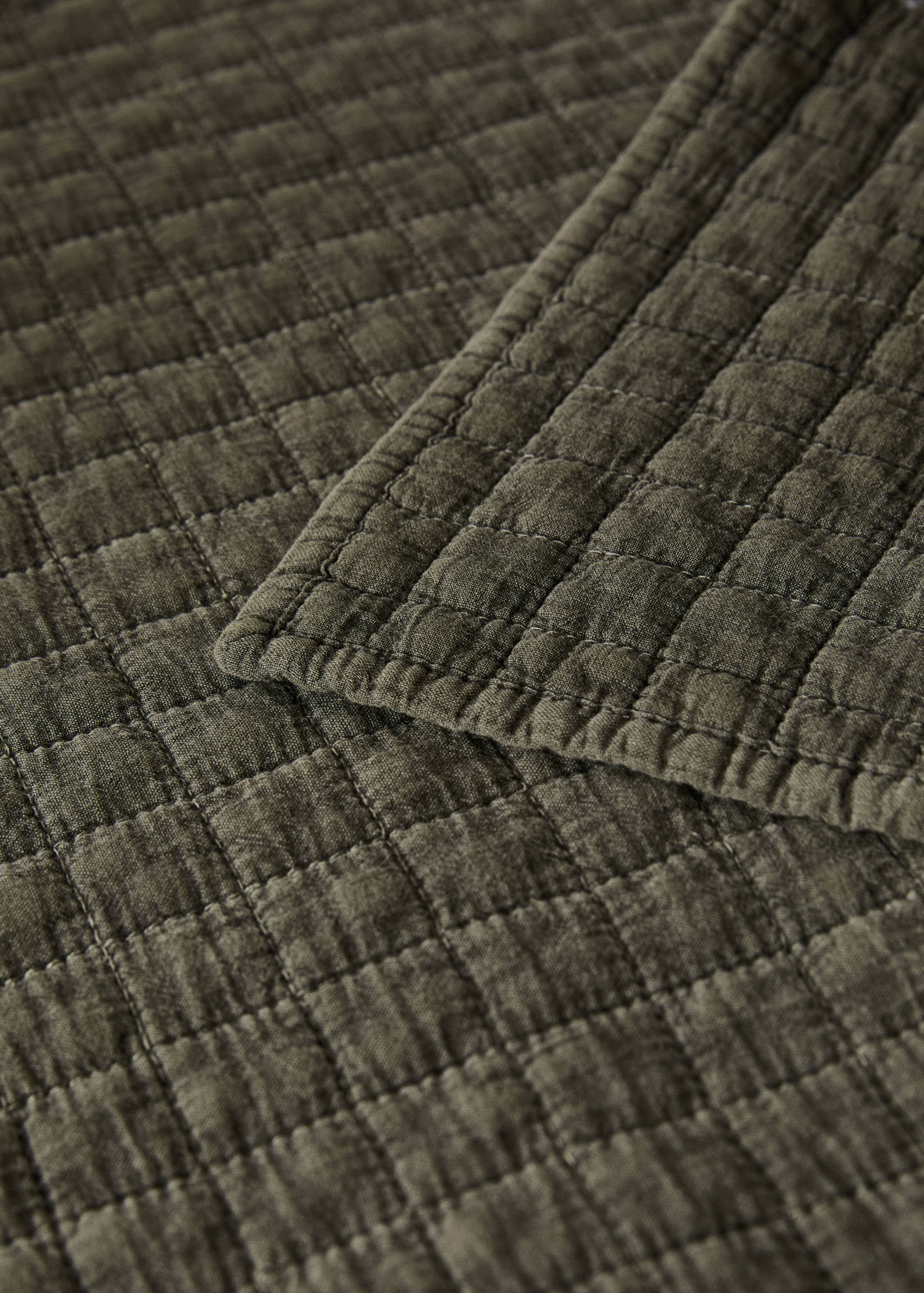 Cotton garment-dyed check bedspread for 90 cm bed - Details of the article 1