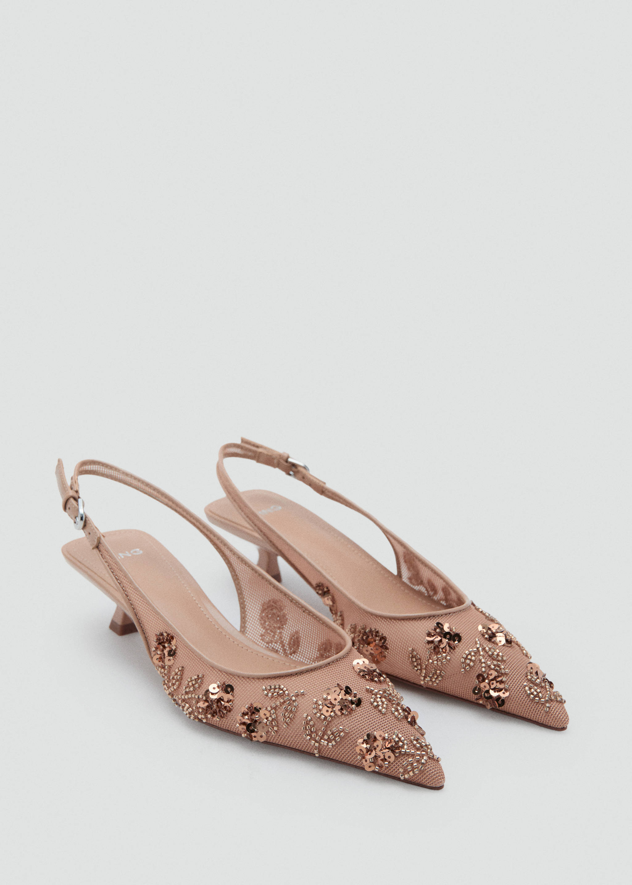 حذاء كعب ميش مزين بالخرز - رؤية وسط