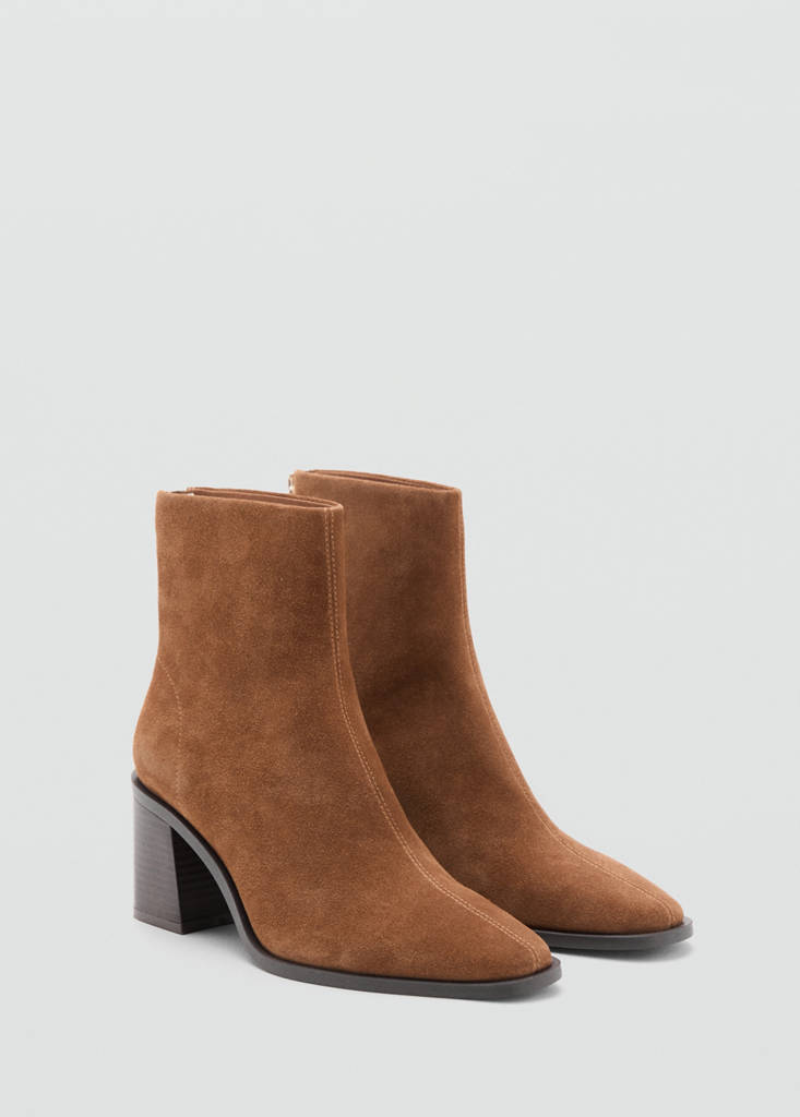 Suede block-heel boots — Light/Pastel Brown