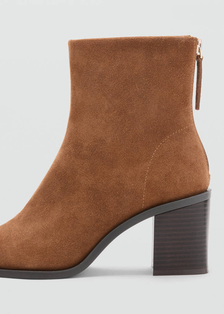 Suede block-heel boots — Light/Pastel Brown