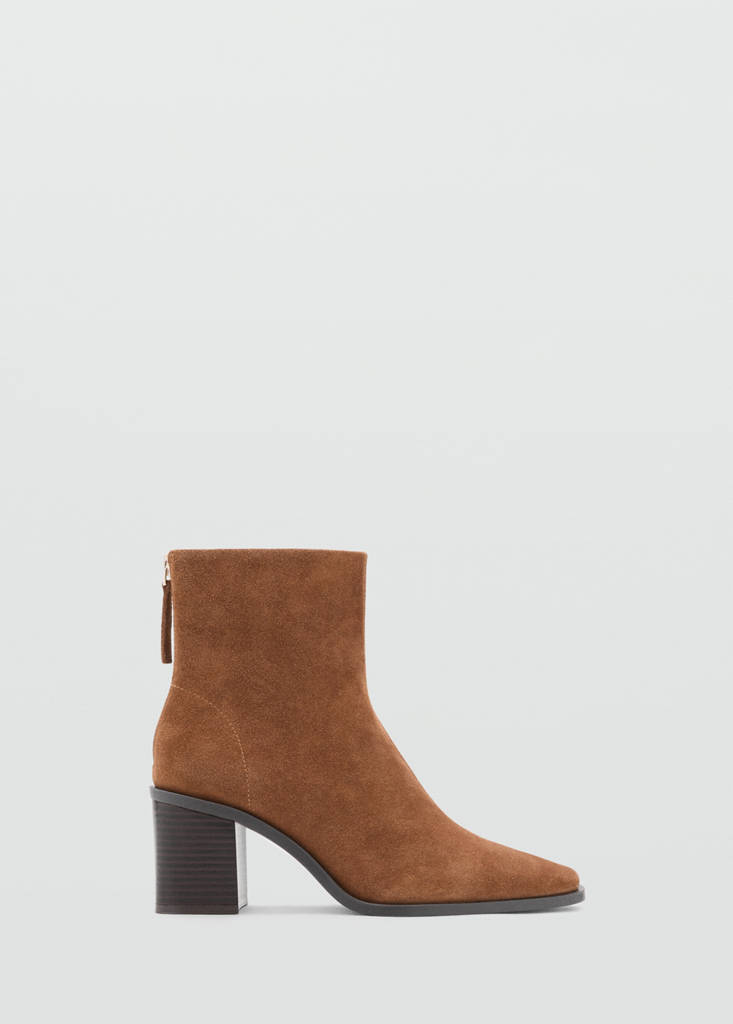 Suede block-heel boots — Light/Pastel Brown