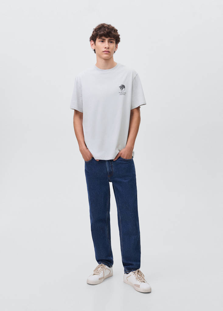 Printed cotton-blend t-shirt — Sky Blue
