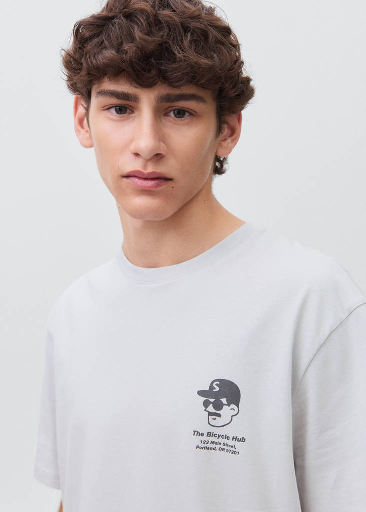Printed cotton-blend t-shirt — Sky Blue