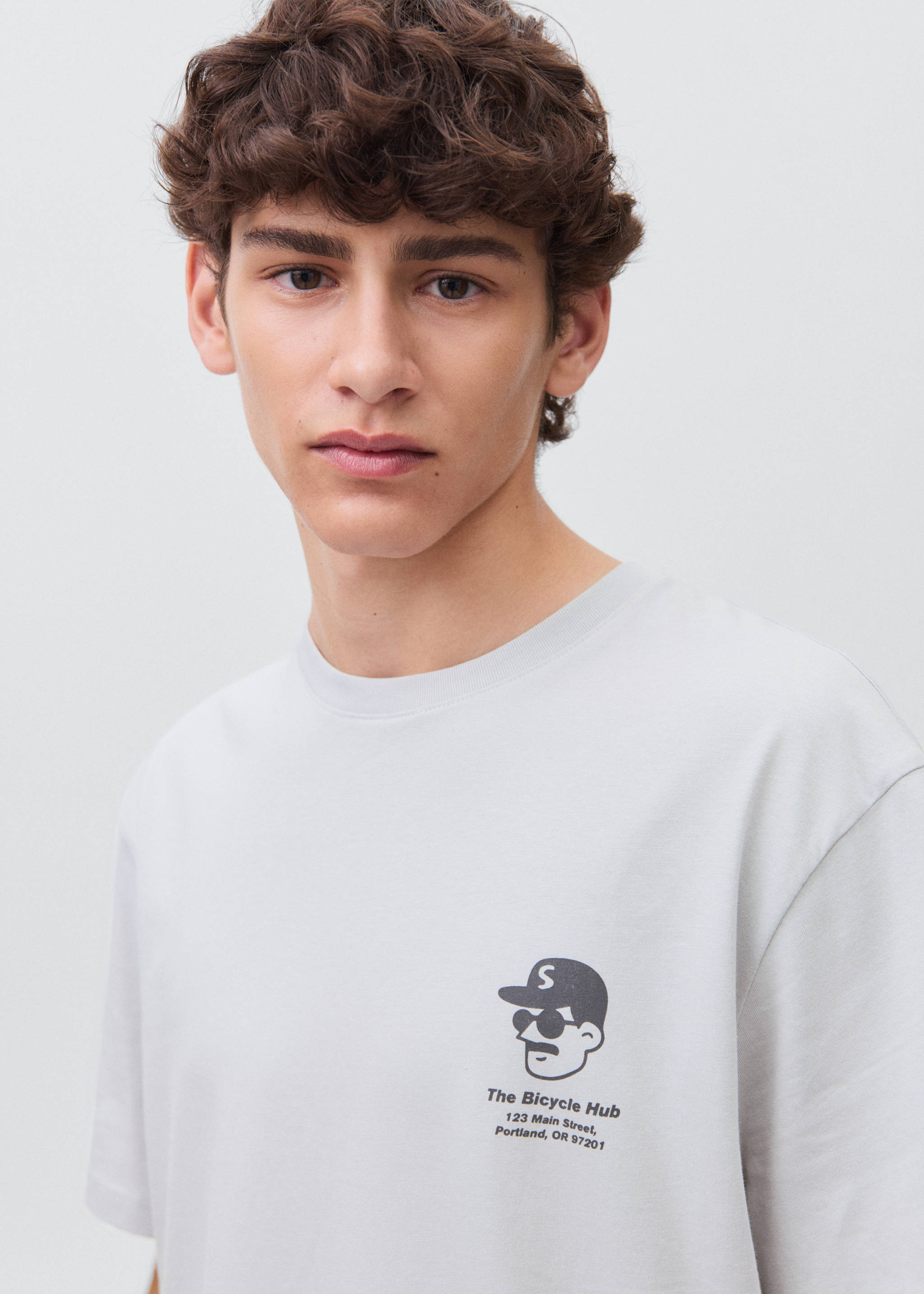 Хлопковая футболка с принтом - Деталь изделия 1