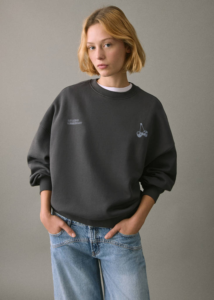Printed cotton sweatshirt — Charcoal