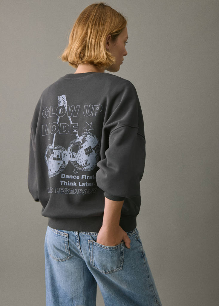 Printed cotton sweatshirt — Charcoal