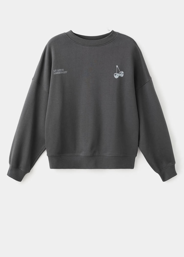 Printed cotton sweatshirt — Charcoal