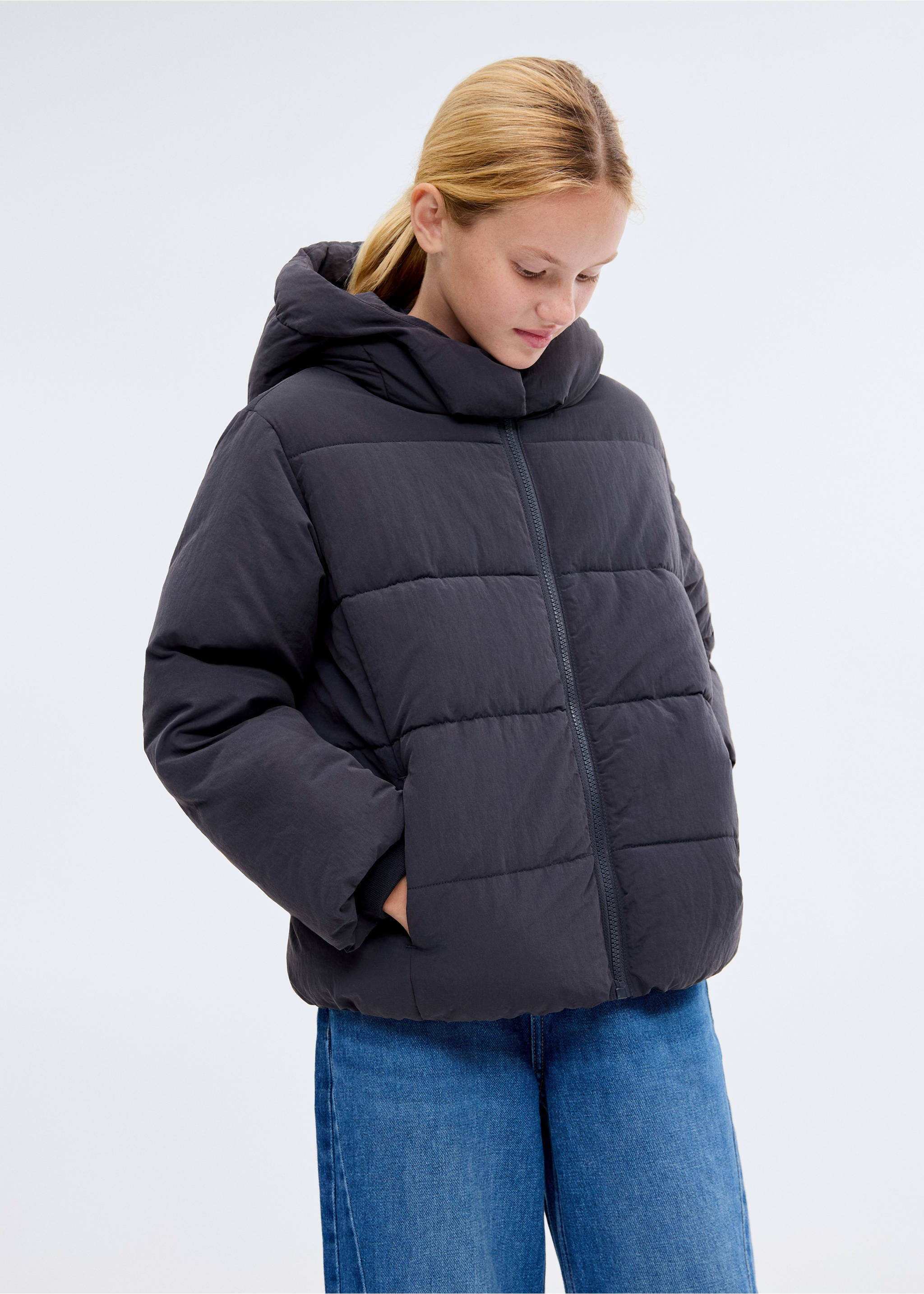 Hood puffer coat - Medium plane, Dark Navy. Ref: 17094069-00.