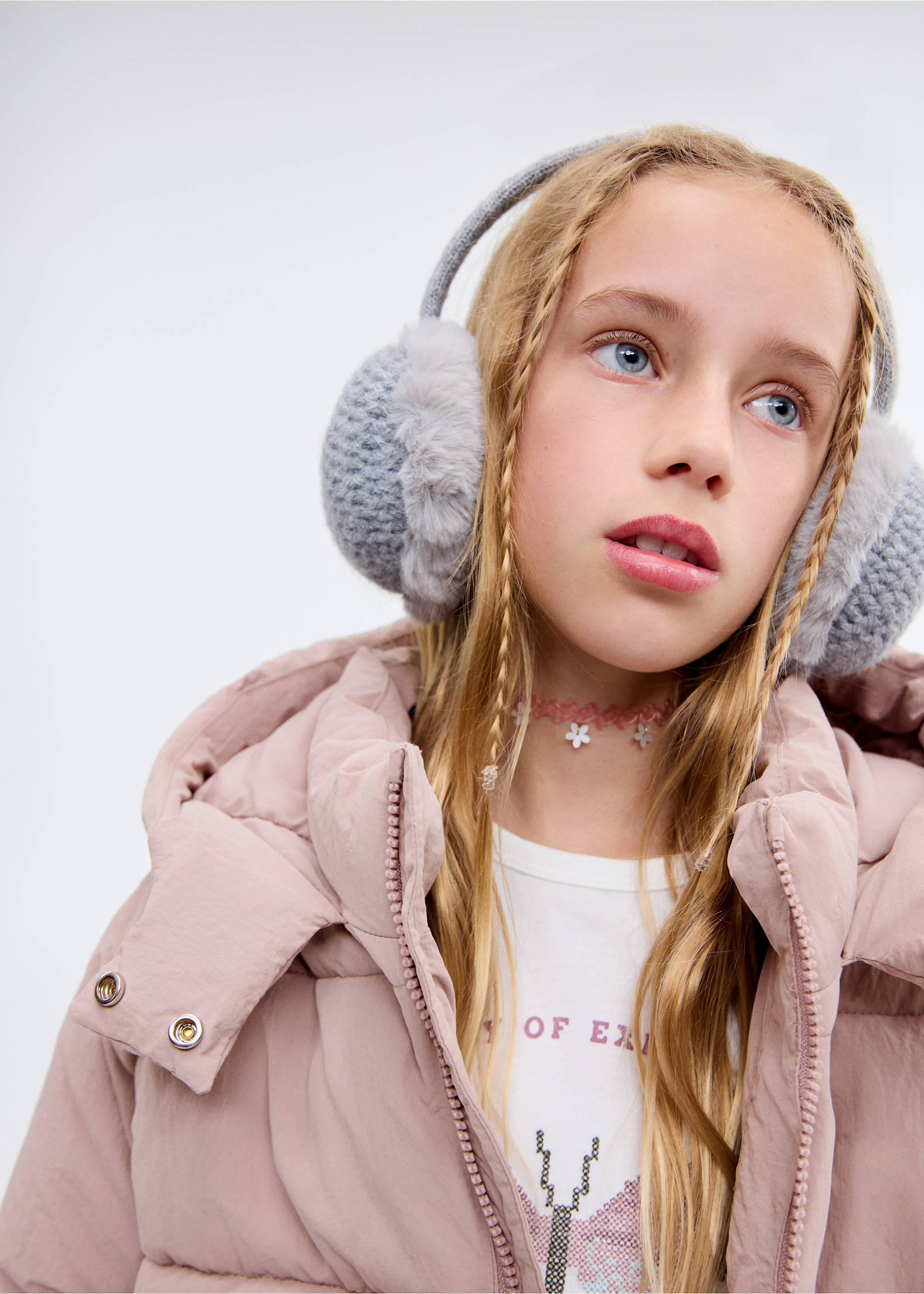 Hood puffer coat - Details of the article 1, Pink. Ref: 17094069-00.