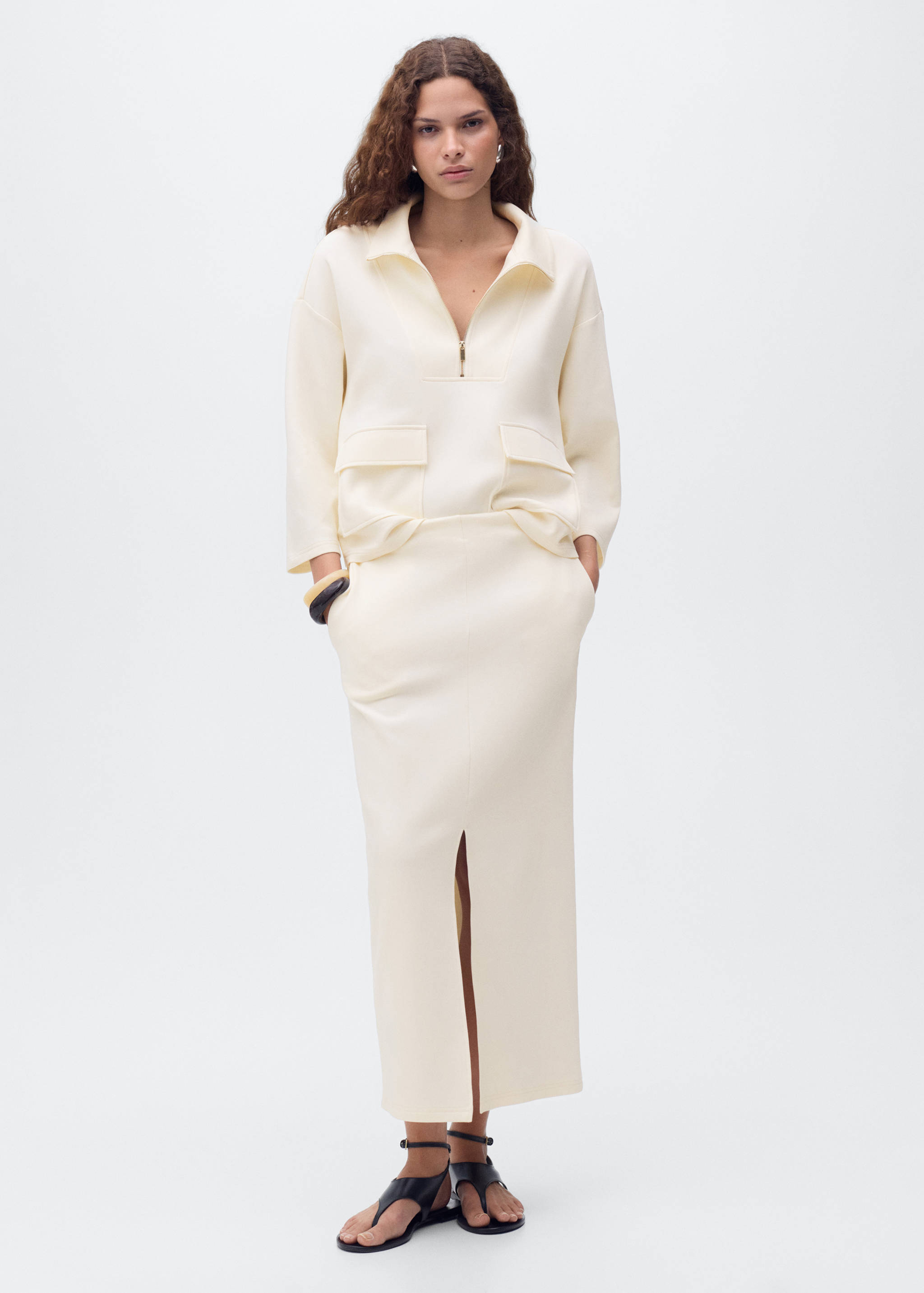 Cotton skirt with opening - General plane