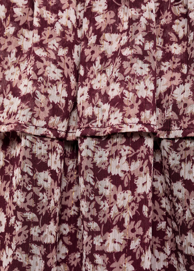 Printed ruffle skirt — Maroon