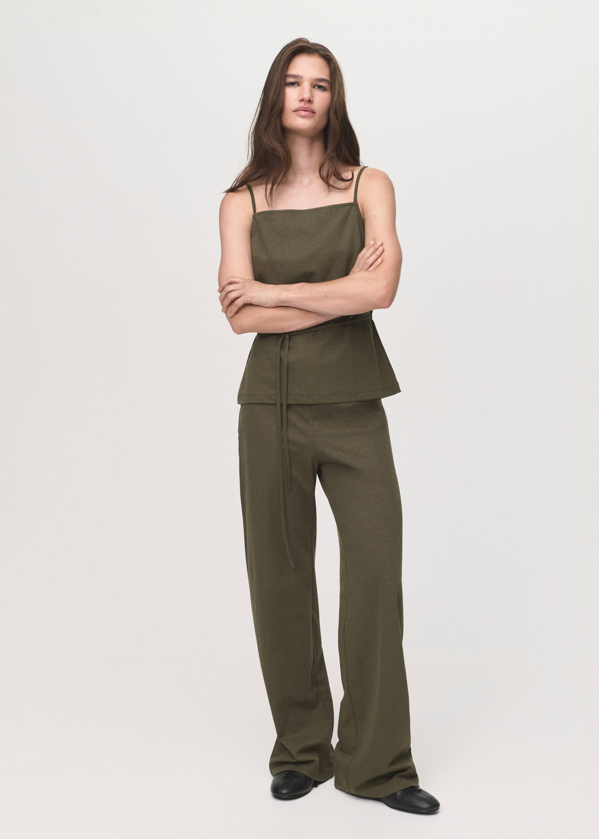 Cotton top with waist tie - General plane
