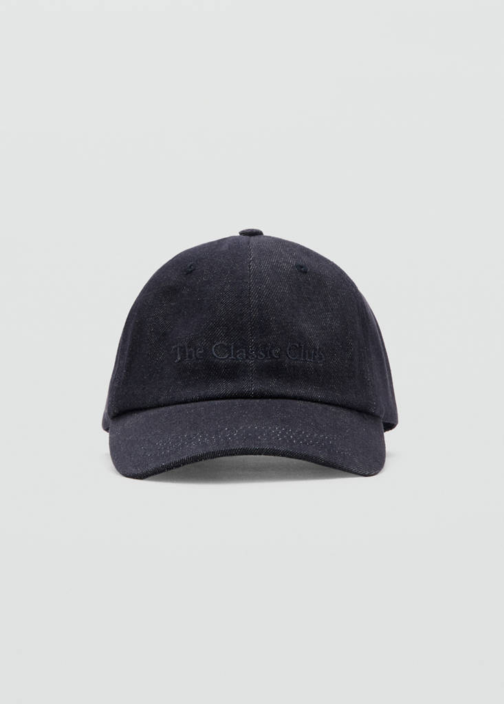 Cotton cap with embroidered slogan