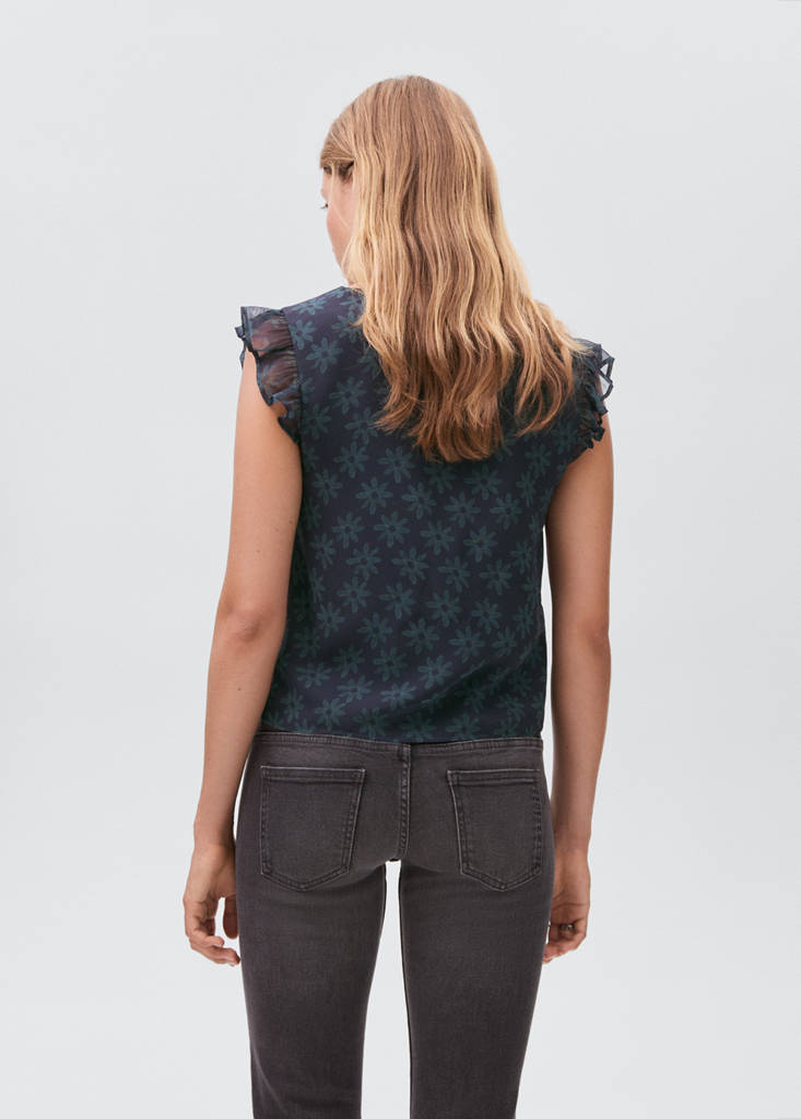 Floral blouse with ruffles — Charcoal