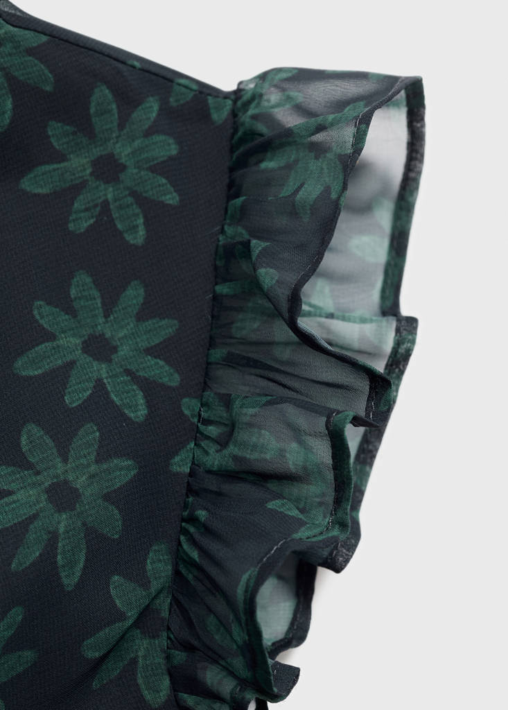 Floral blouse with ruffles — Charcoal