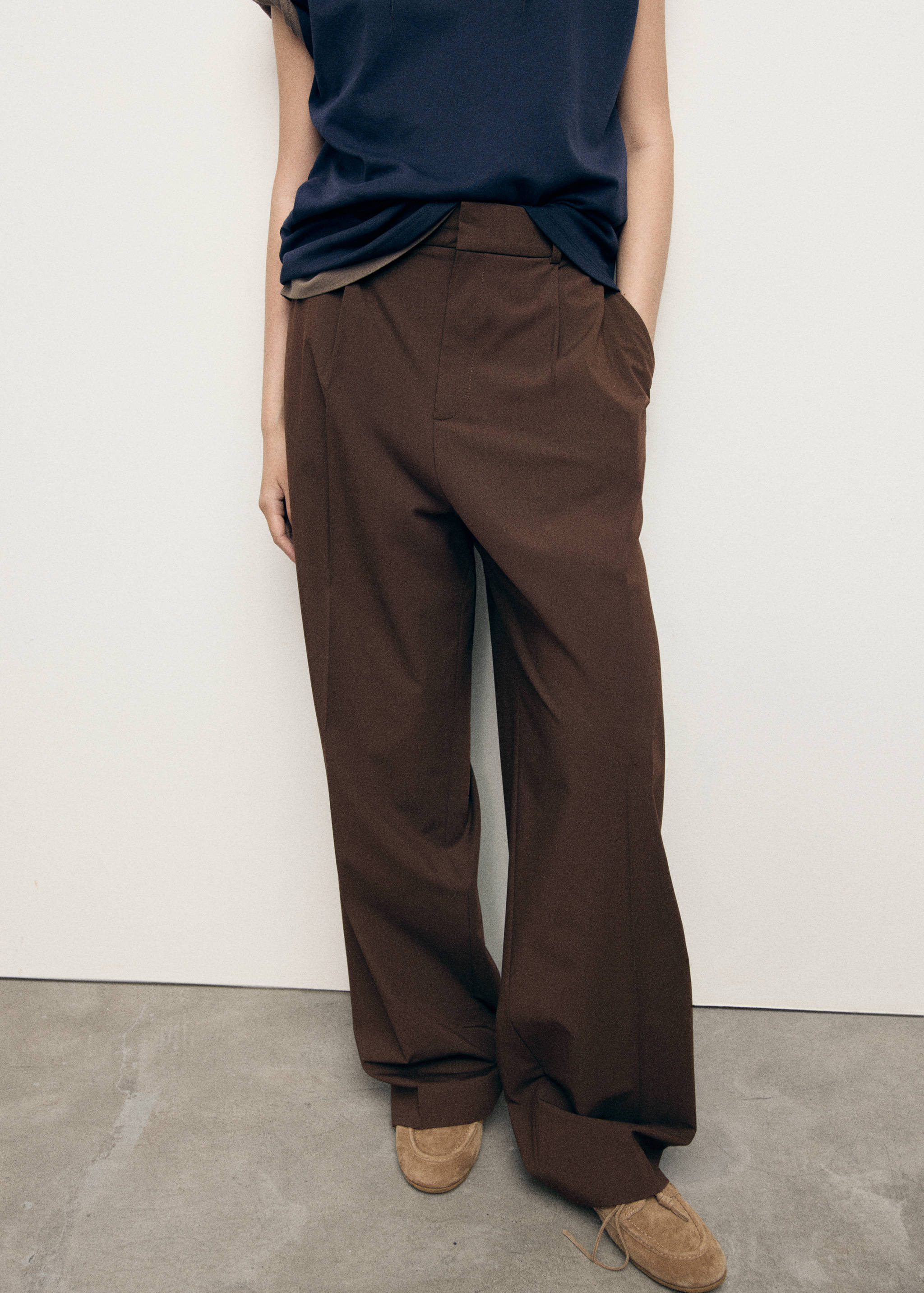 Low-rise wide leg trousers - Medium plane