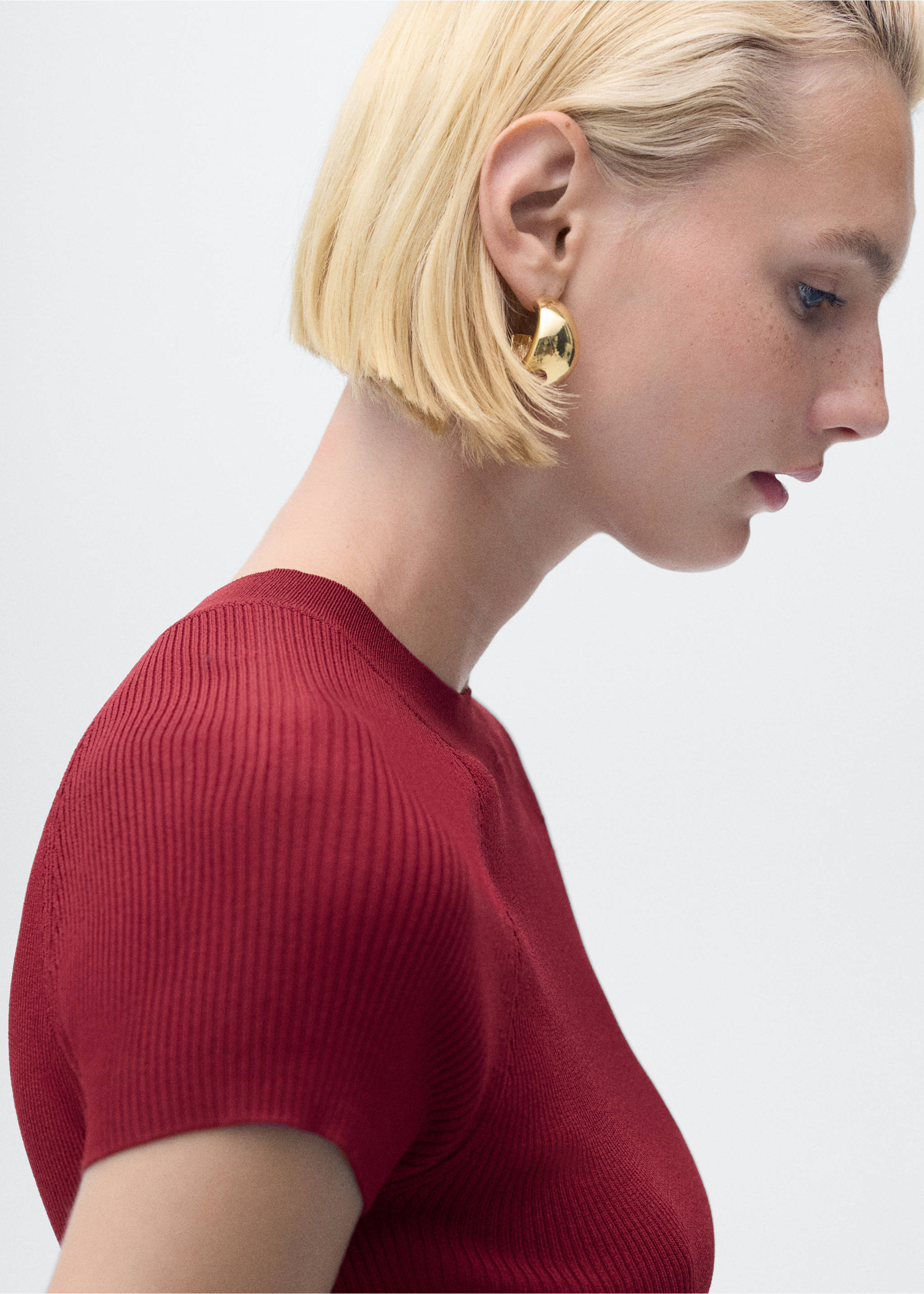 Jersey punto canalé manga corta - Detalle del artículo 1, Rojo. Ref: 17094097-00.