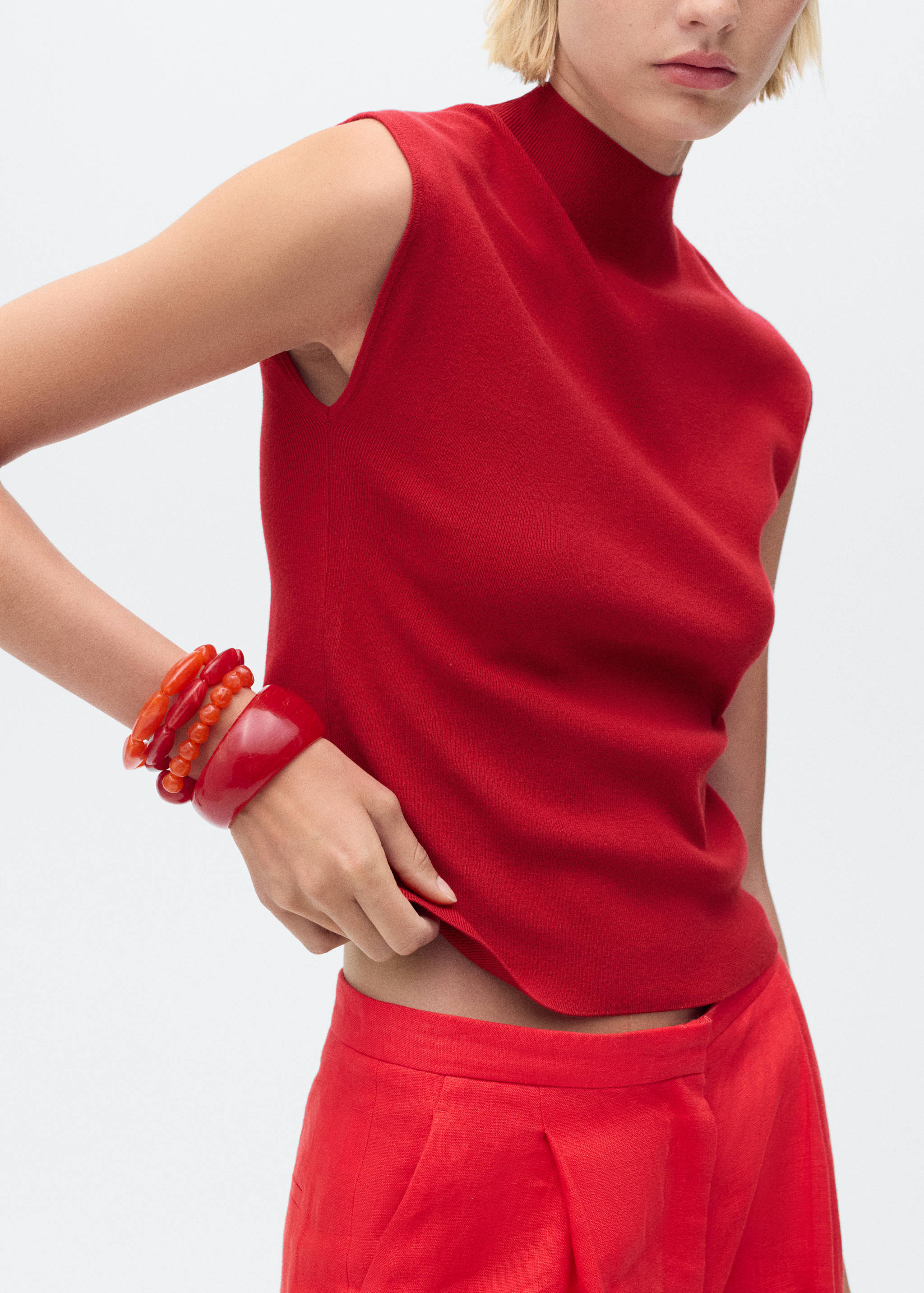 Perkins-neck knitted top - Medium plane