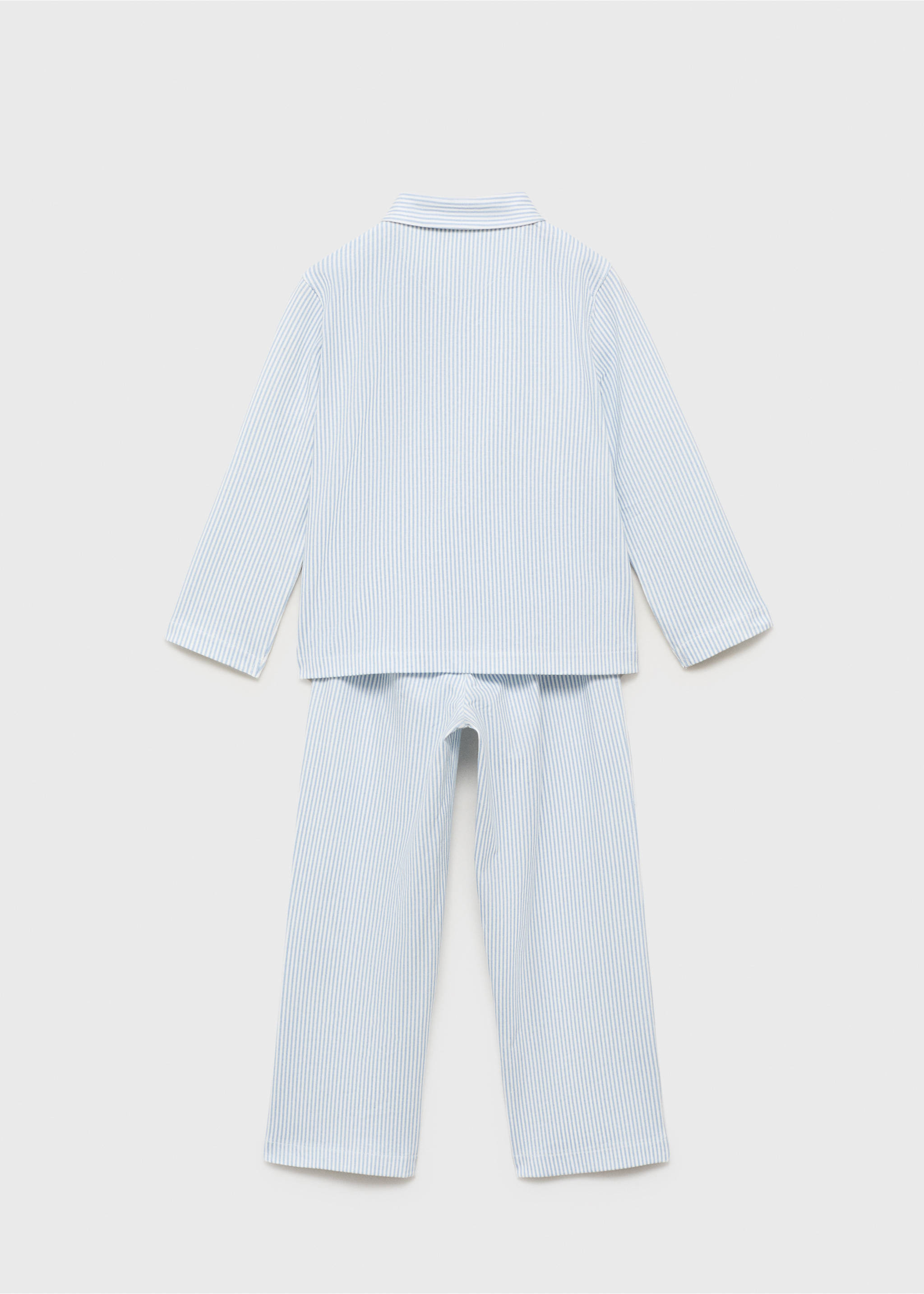 Pijama largo algodón rayas - Reverso del artículo, Azul celeste. Ref: 17094099-00.