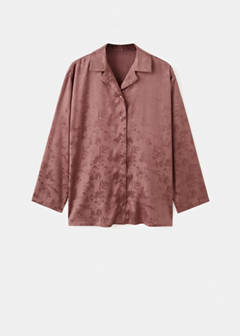 Jacquard satin pyjama shirt — Brown 5
