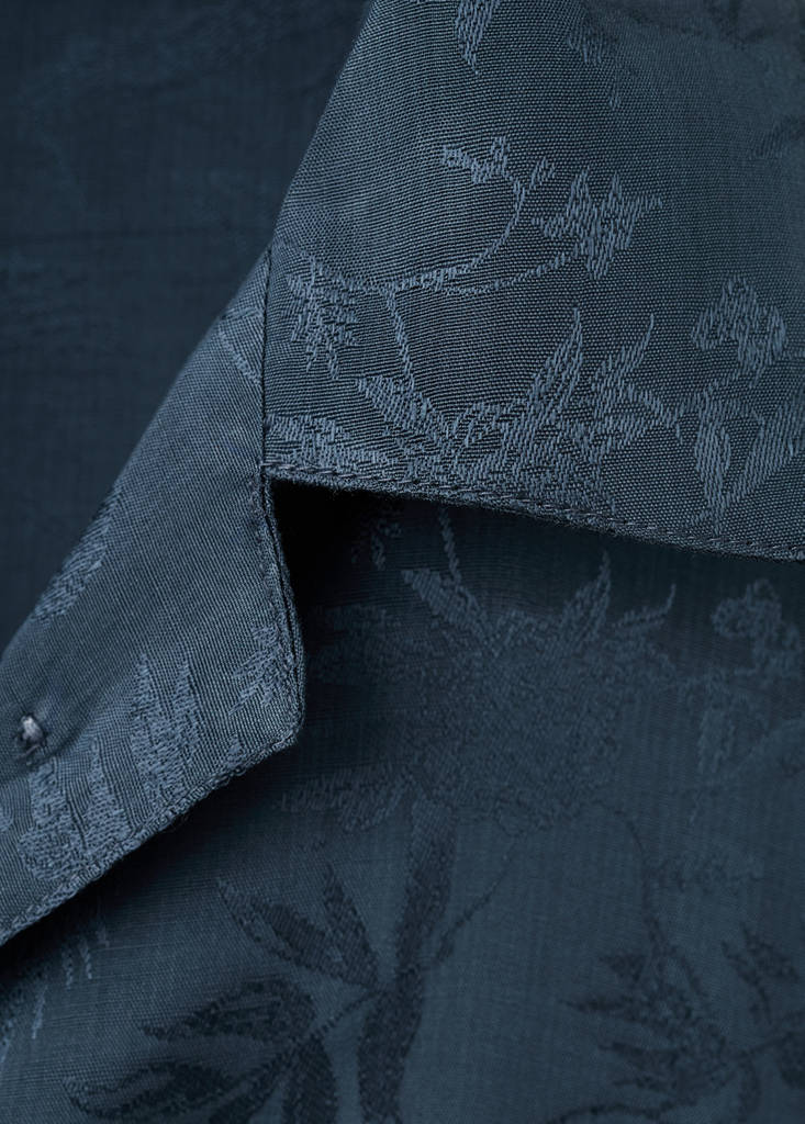 Jacquard satin pyjama shirt — Night Blue