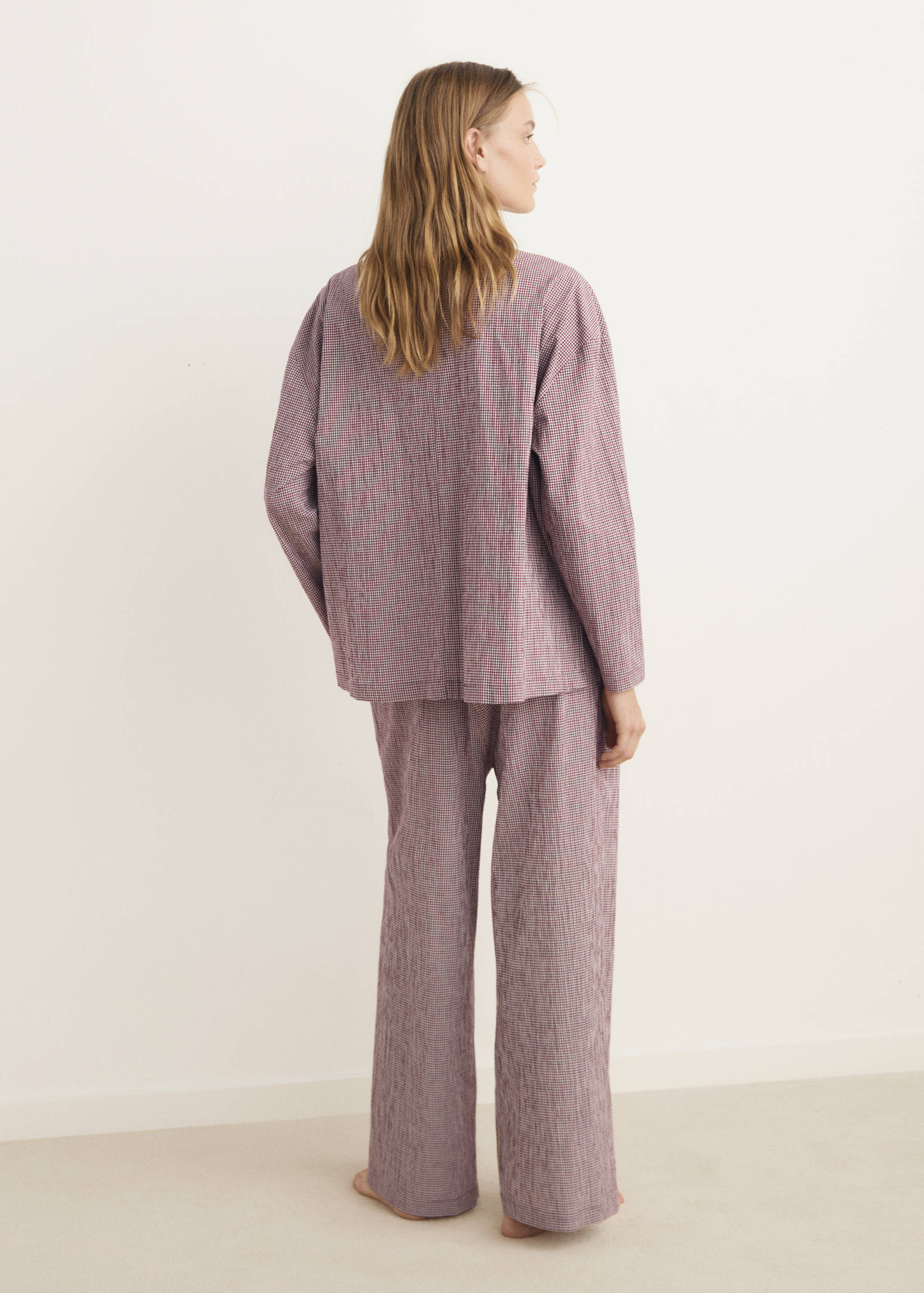 Two-piece cotton pyjamas in gingham check - Reverse of the article