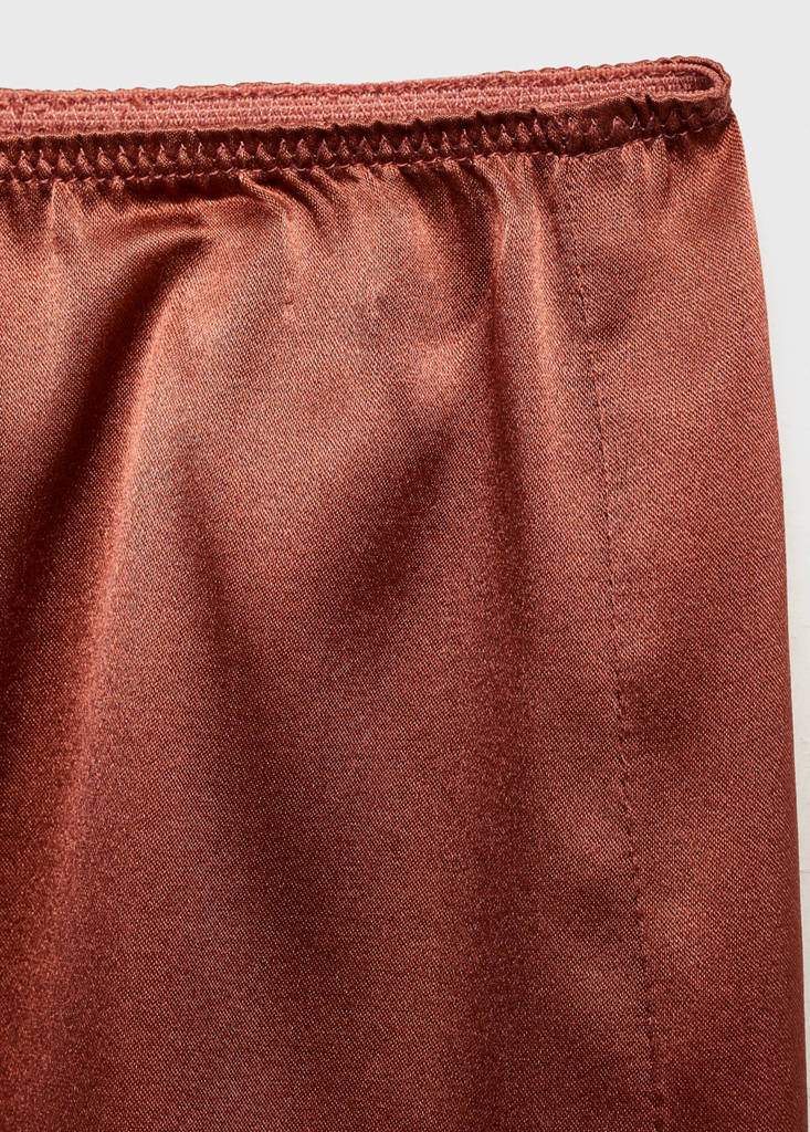 Silk shorts with contrasting lace trim — Brown