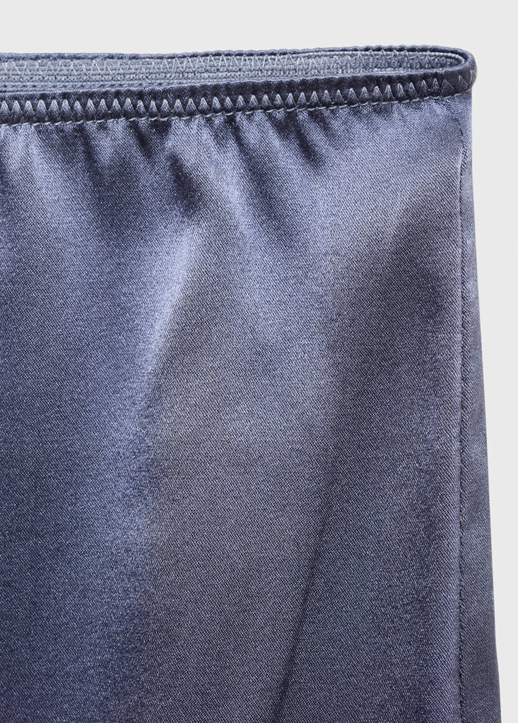 Silk shorts with contrasting lace trim — Ink Blue