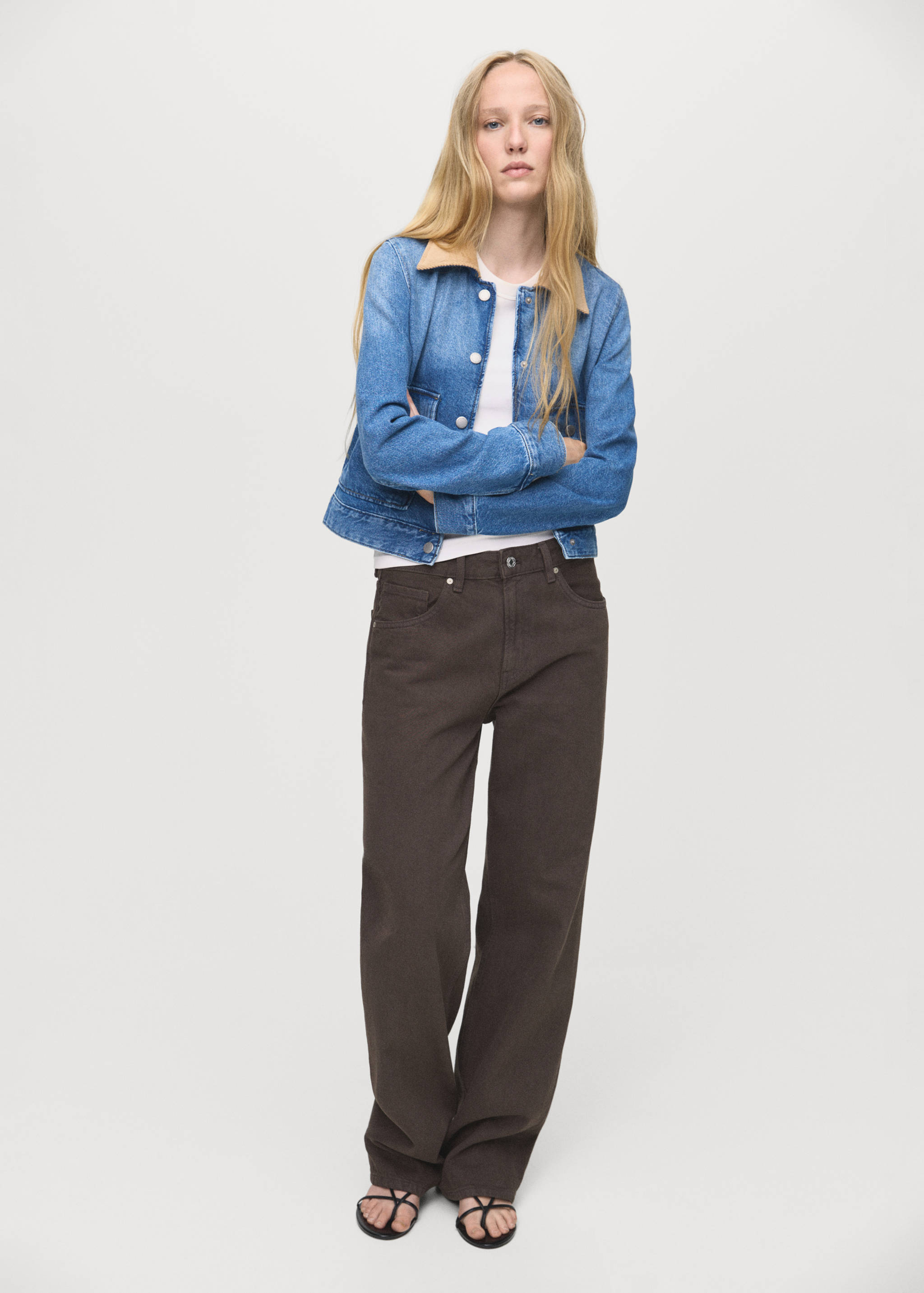 Corduroy collar denim jacket - General plane