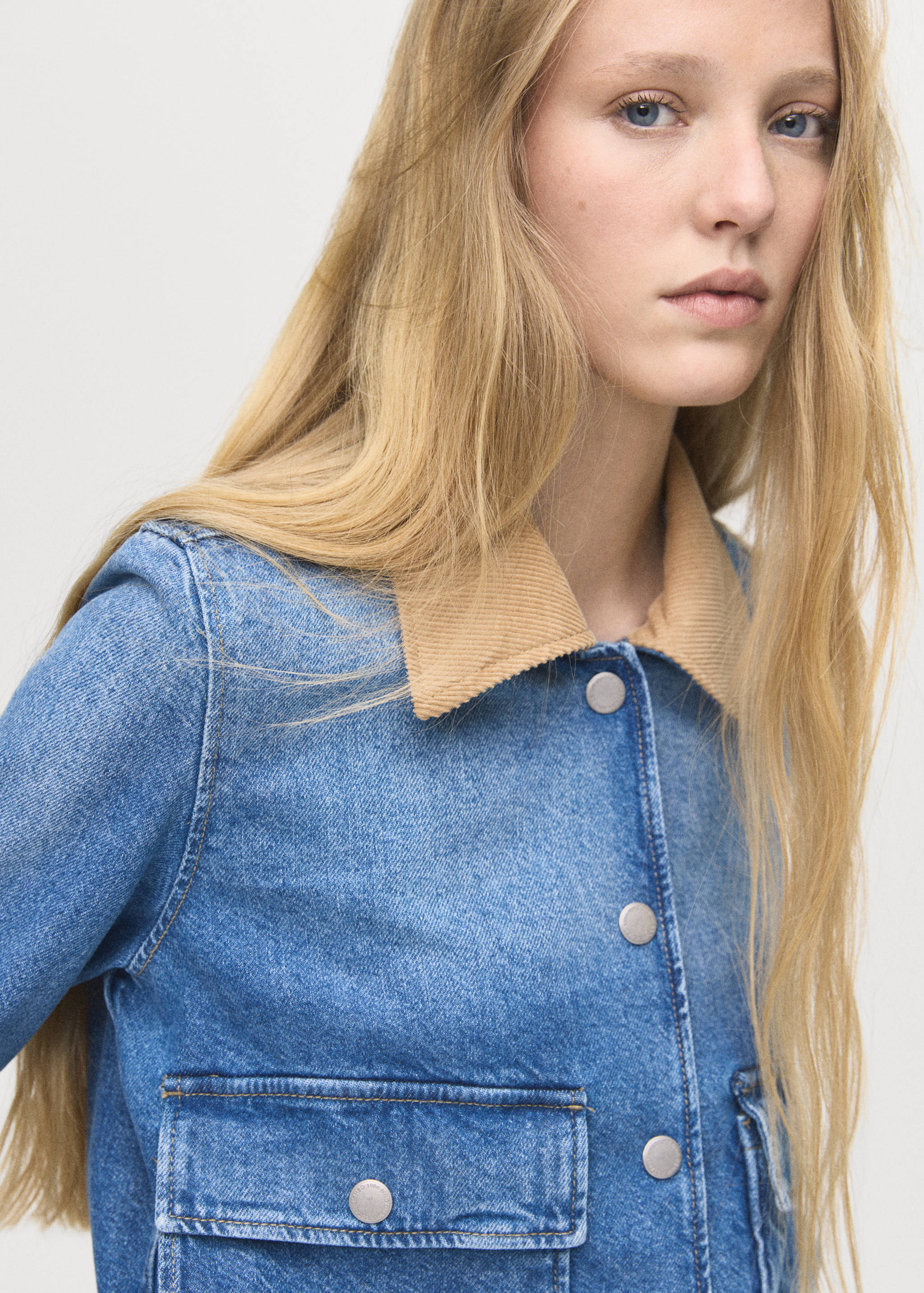 Corduroy collar denim jacket - Details of the article 1