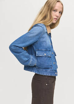 Corduroy collar denim jacket — Medium Blue 5