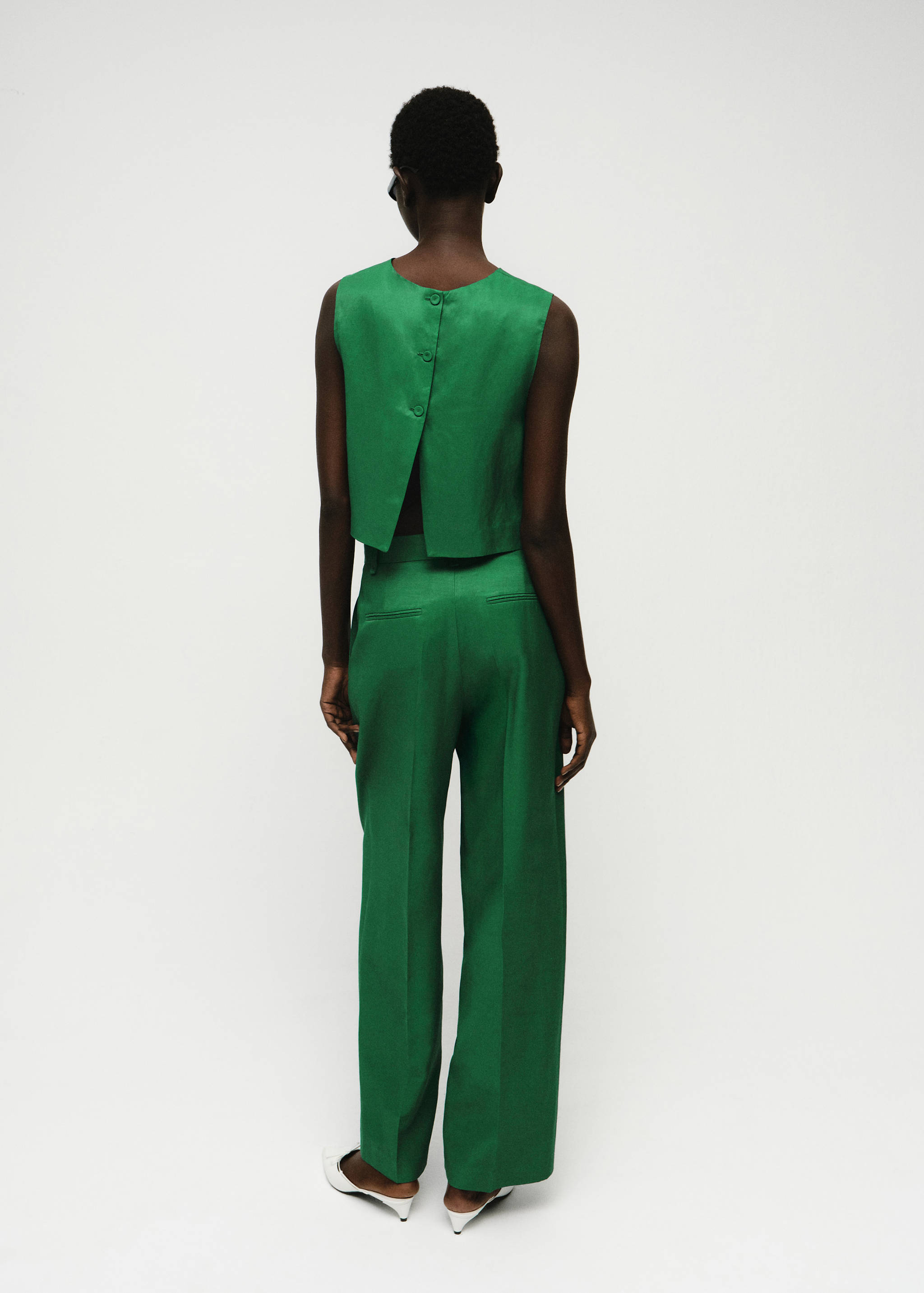 Straight-fit linen-blend suit trousers - Reverse of the article