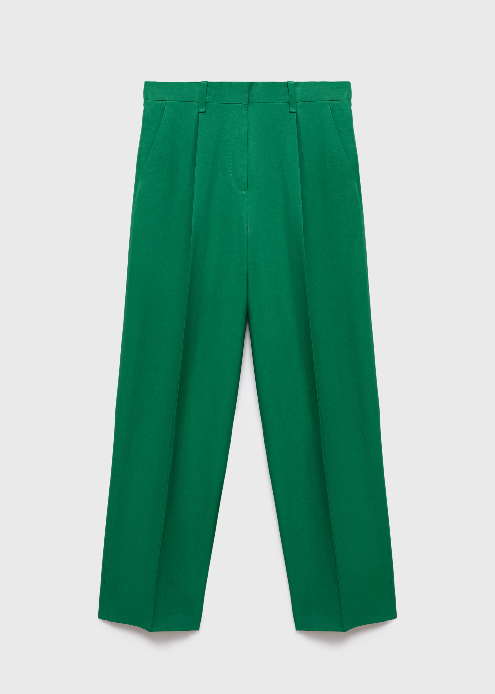 Straight-fit linen-blend suit trousers - Article without model, Green. Ref: 17094134-00.
