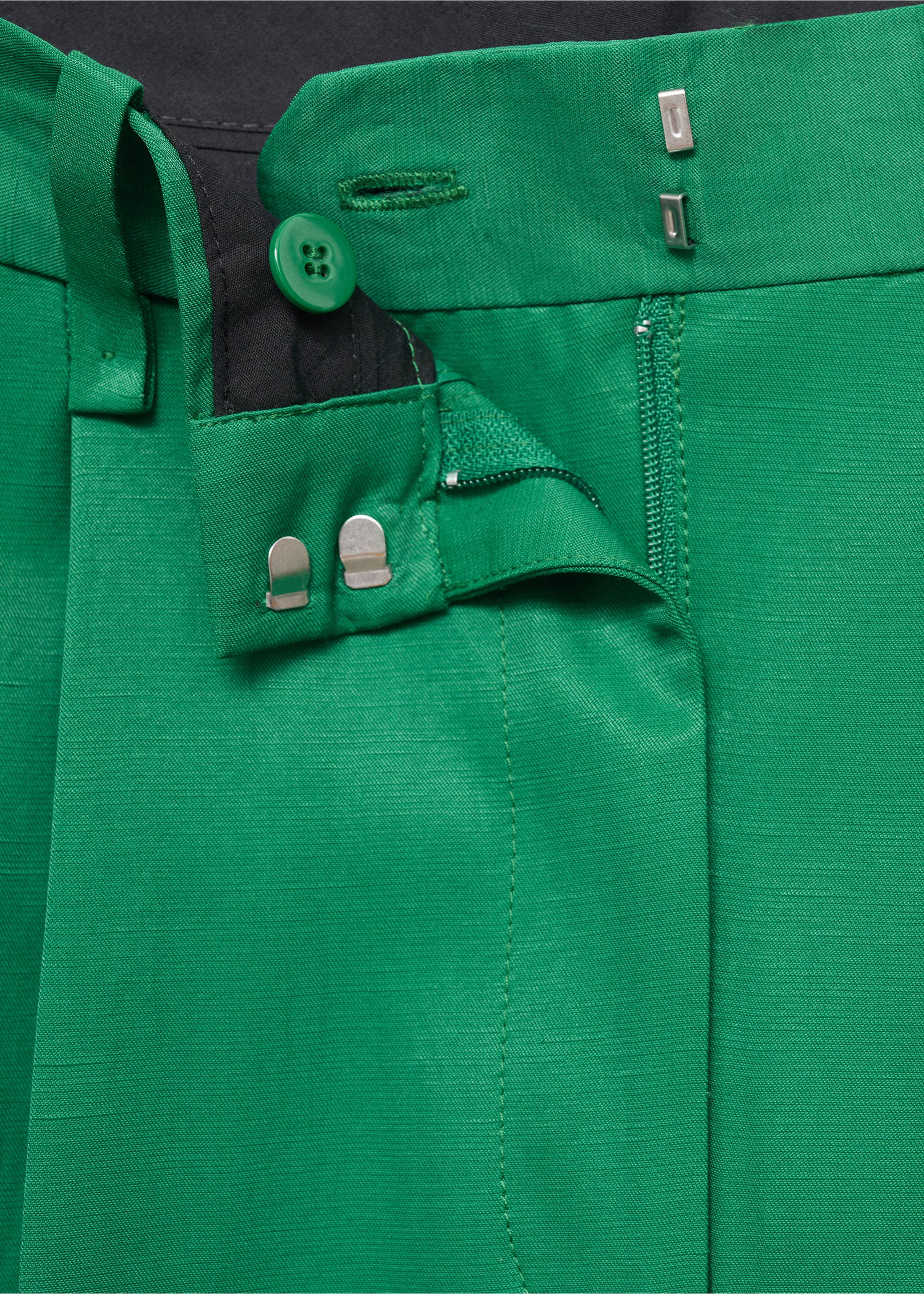 Straight-fit linen-blend suit trousers - Details of the article 8, Green. Ref: 17094134-00.