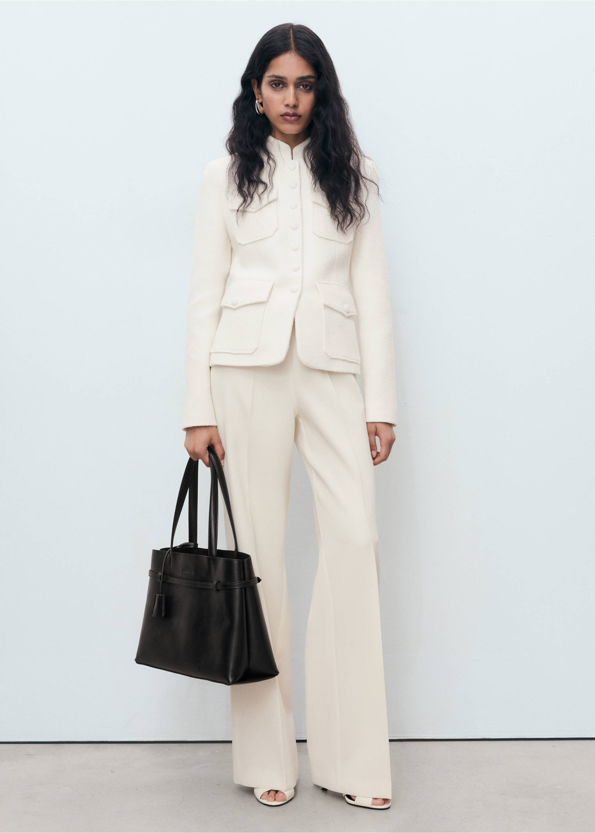 Bouclé jacket with pockets - General plane, White. Ref: 17094136-00.