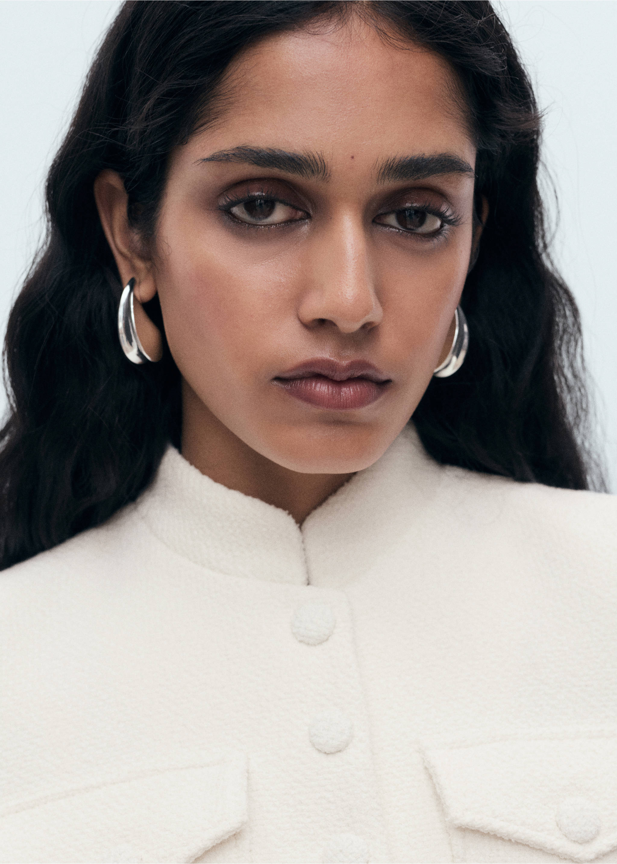 Bouclé jacket with pockets - Details of the article 1, White. Ref: 17094136-00.