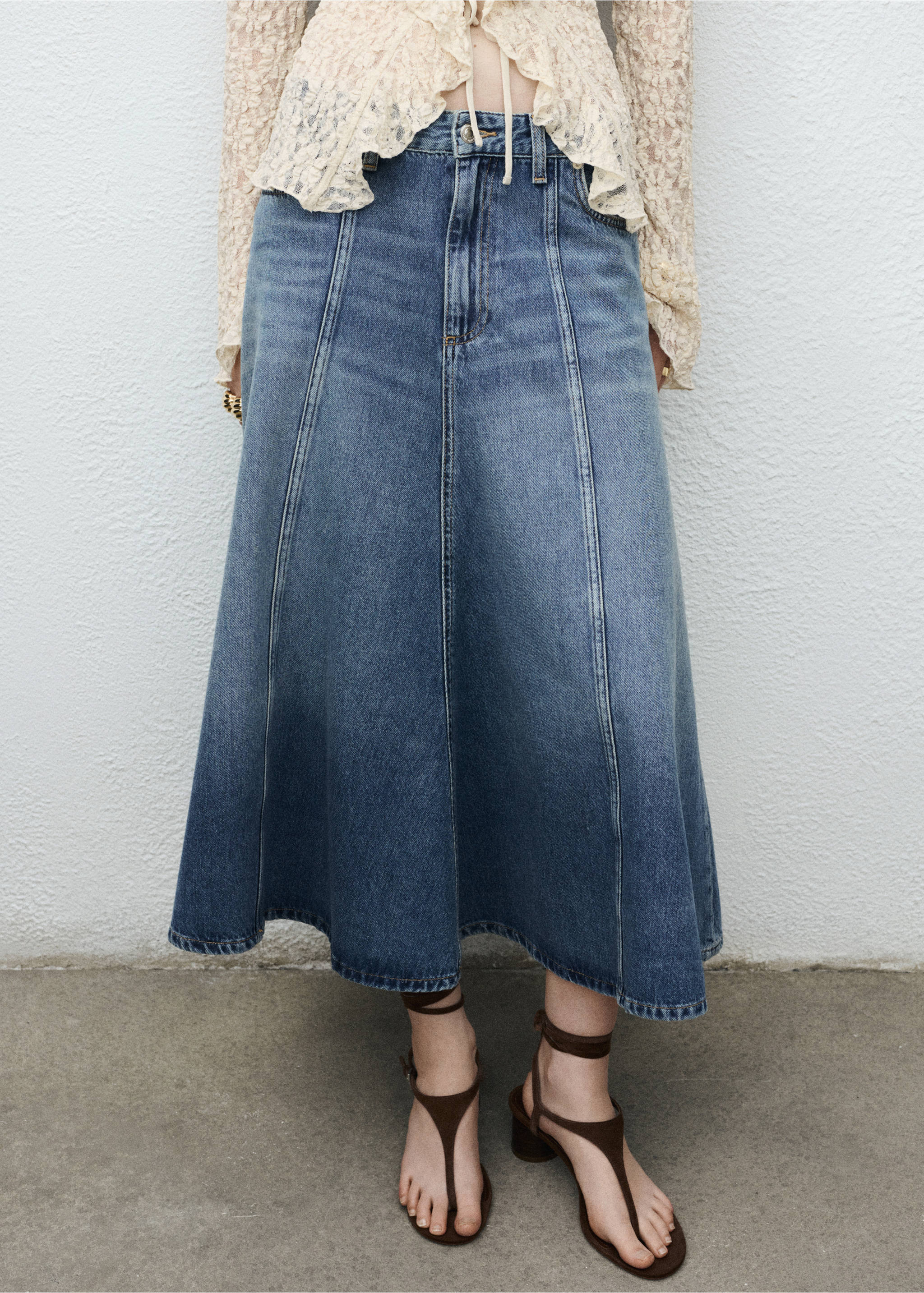 Denim midi-skirt - Medium plane, Medium Blue. Ref: 17094138-00.
