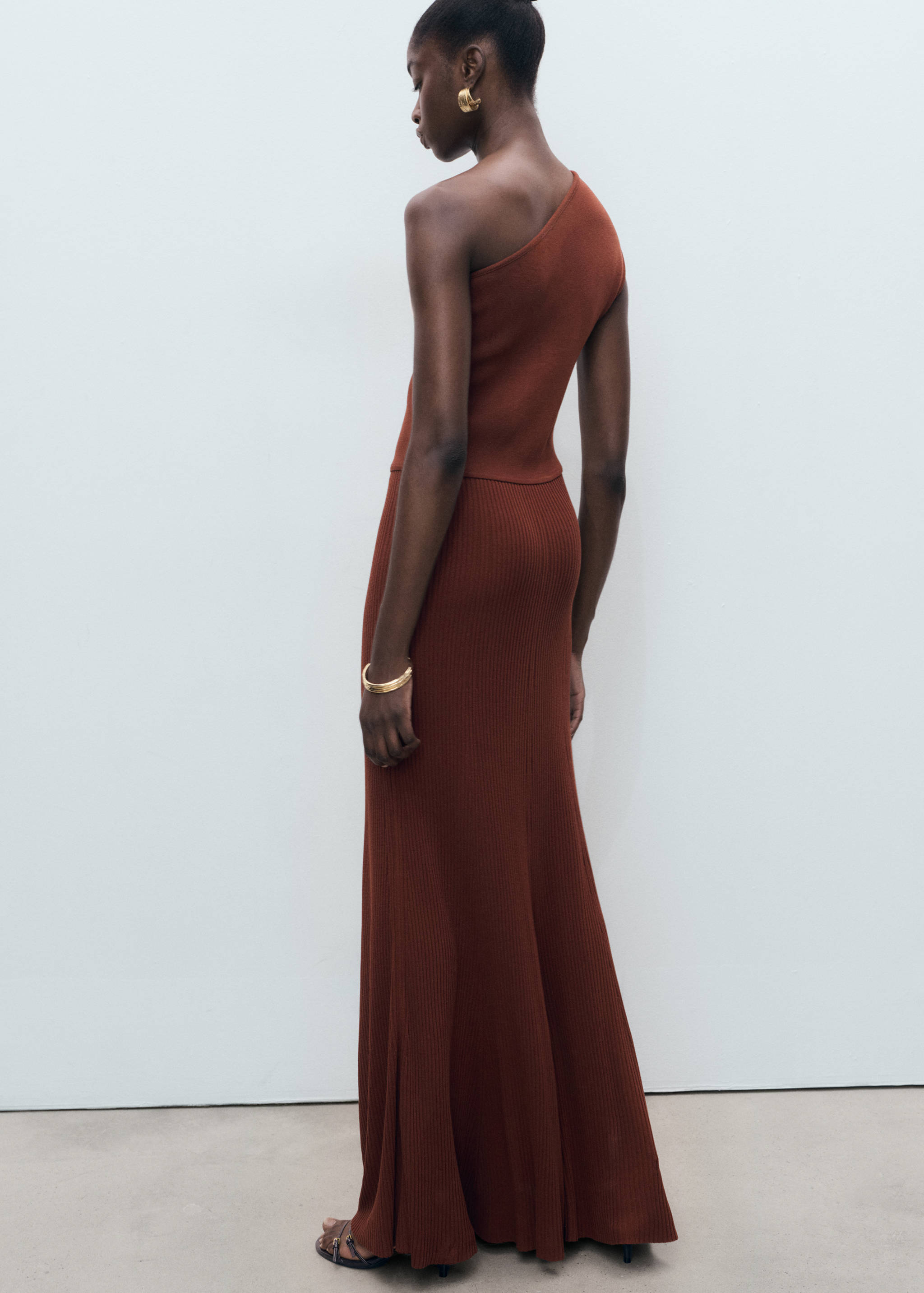 Asymmetrical combined-knit dress - Reverse of the article