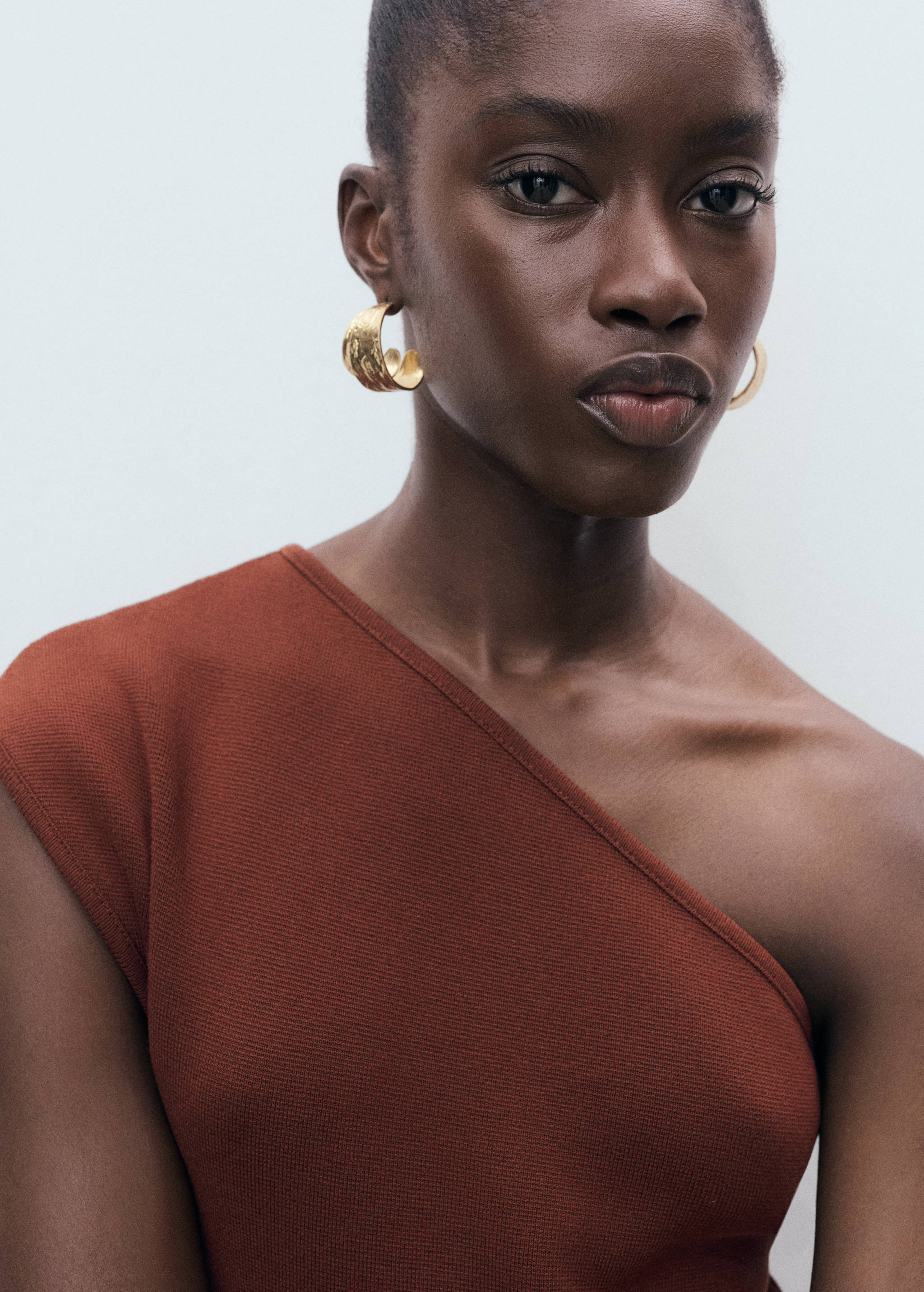 Asymmetrical combined-knit dress - Details of the article 1