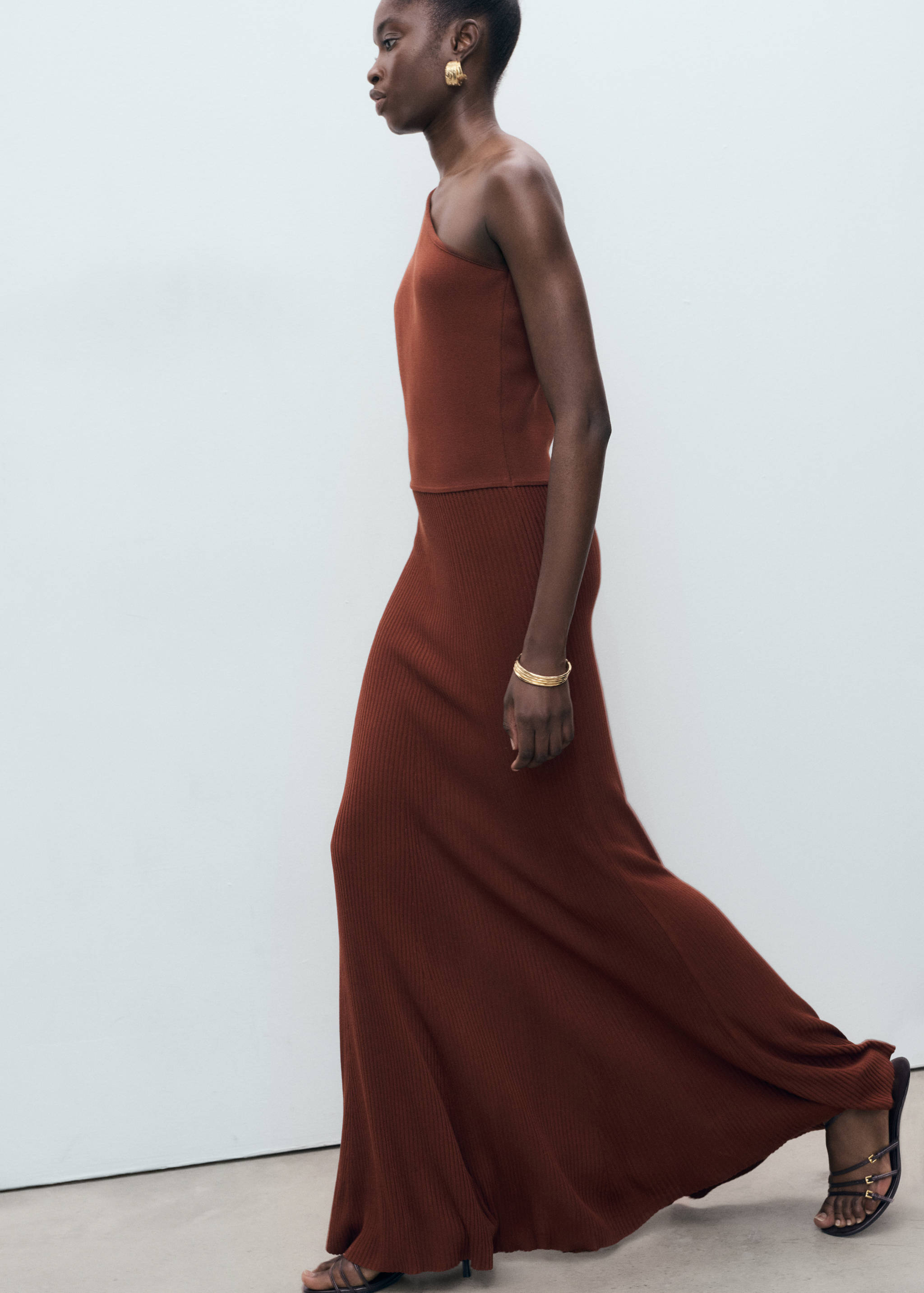 Asymmetrical combined-knit dress - Details of the article 6