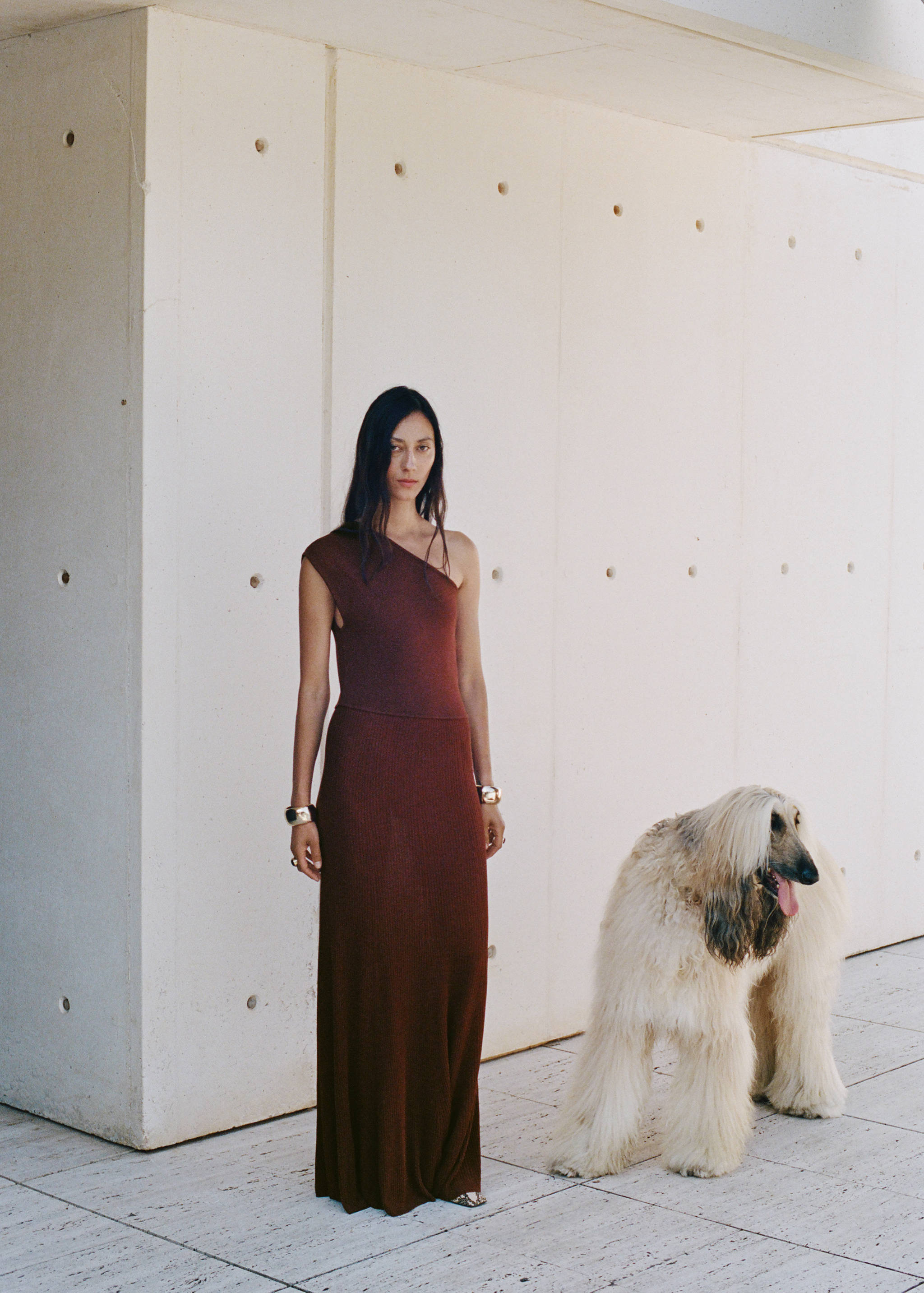 Asymmetrical combined-knit dress - Details of the article 7