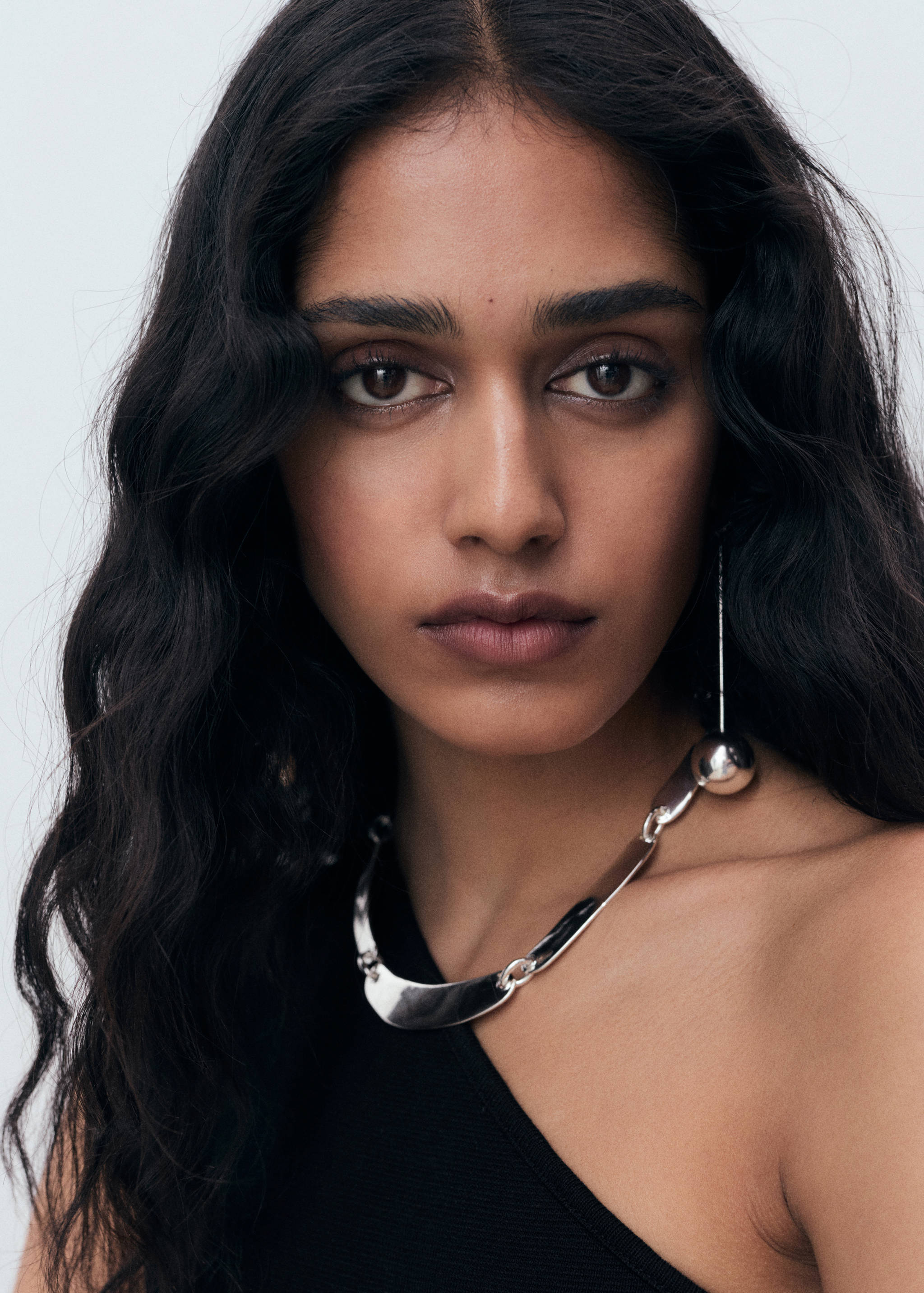 Asymmetrical combined-knit dress - Details of the article 1