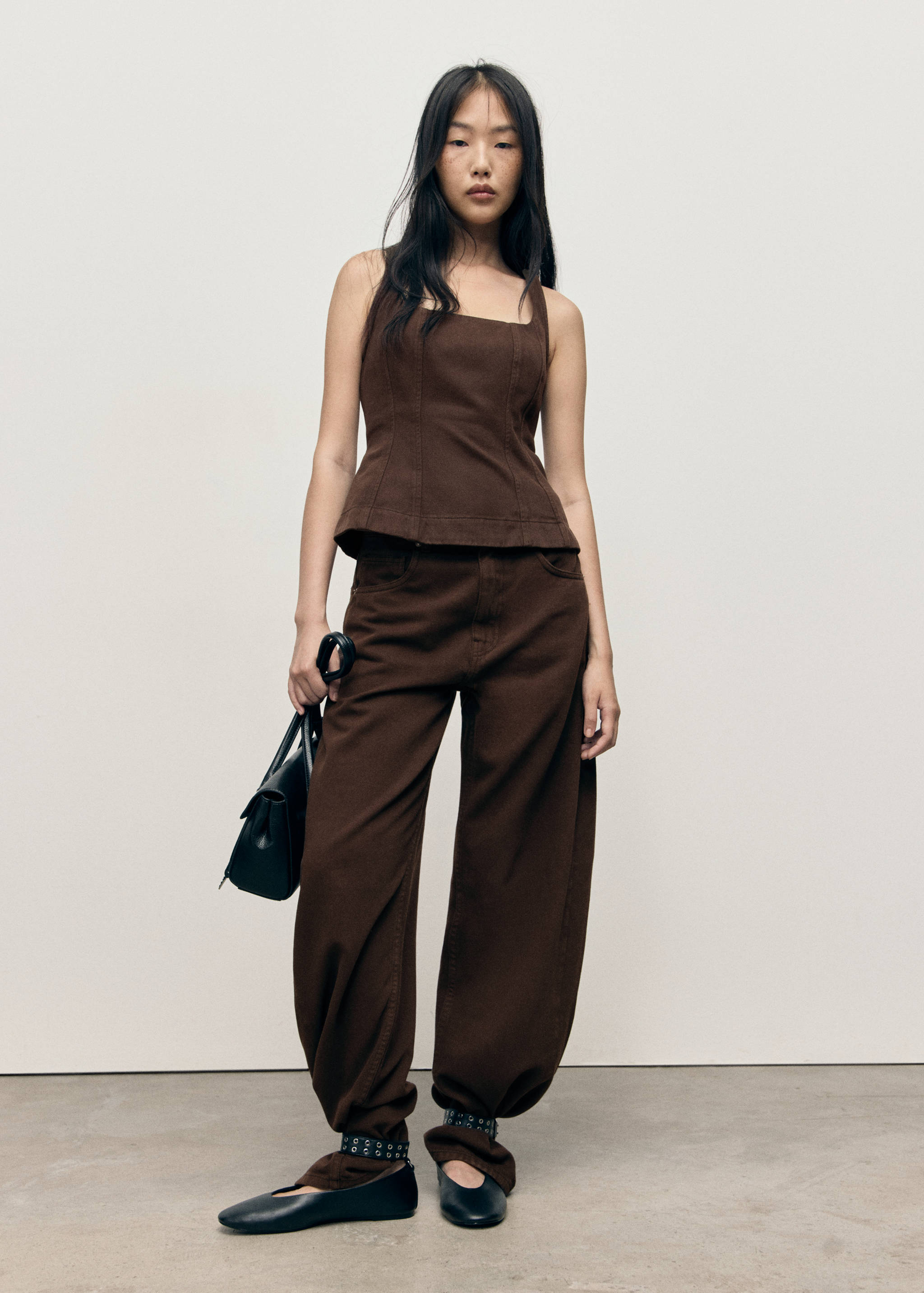 Flared denim top - General plane